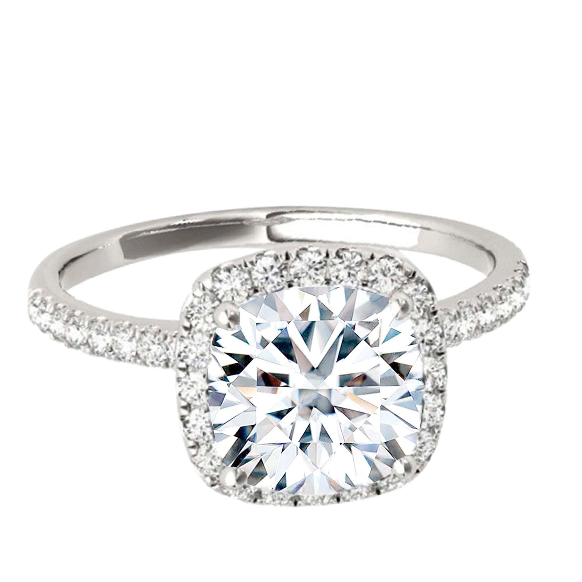 1.75 Carat Halo Moissanite & Natural Diamond Engagement Ring in 14K Solid Rose, White & Yellow Gold Mauli Jewels