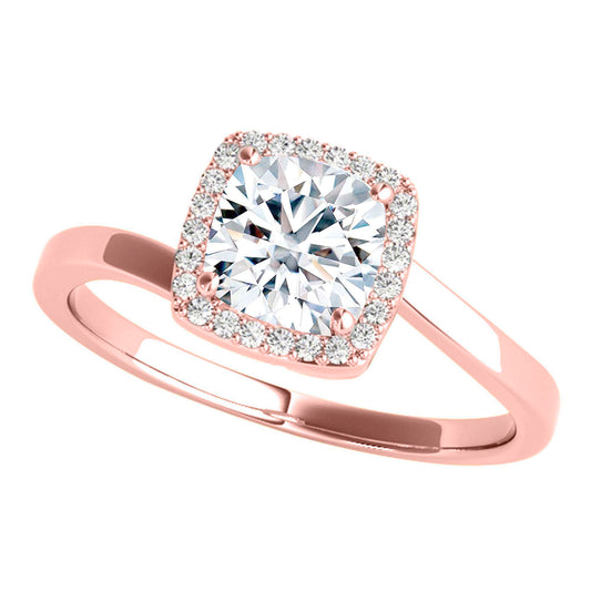 3.15 Carat Halo Moissanite & Diamond Engagement Ring in 14K Rose, White, or Yellow Gold Mauli Jewels