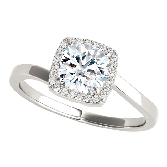 3.15 Carat Halo Moissanite & Diamond Engagement Ring in 14K Rose, White, or Yellow Gold Mauli Jewels
