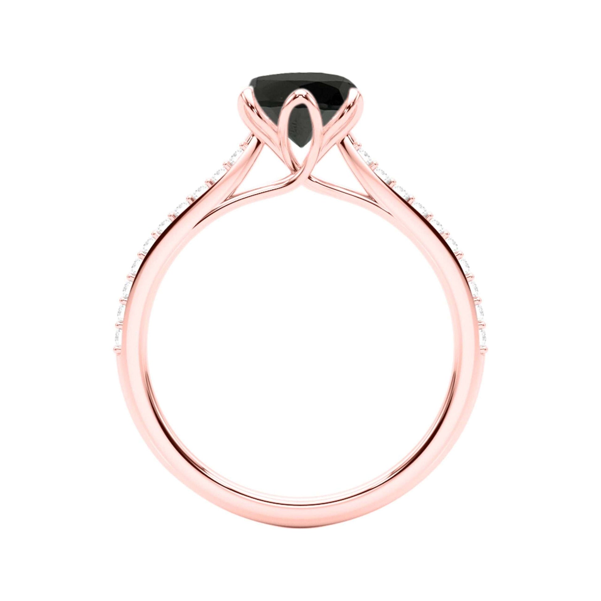 1.25 Carat Natural Black & White Diamonds Engagement Ring in 14K Solid Rose White & Yellow Gold Mauli Jewels