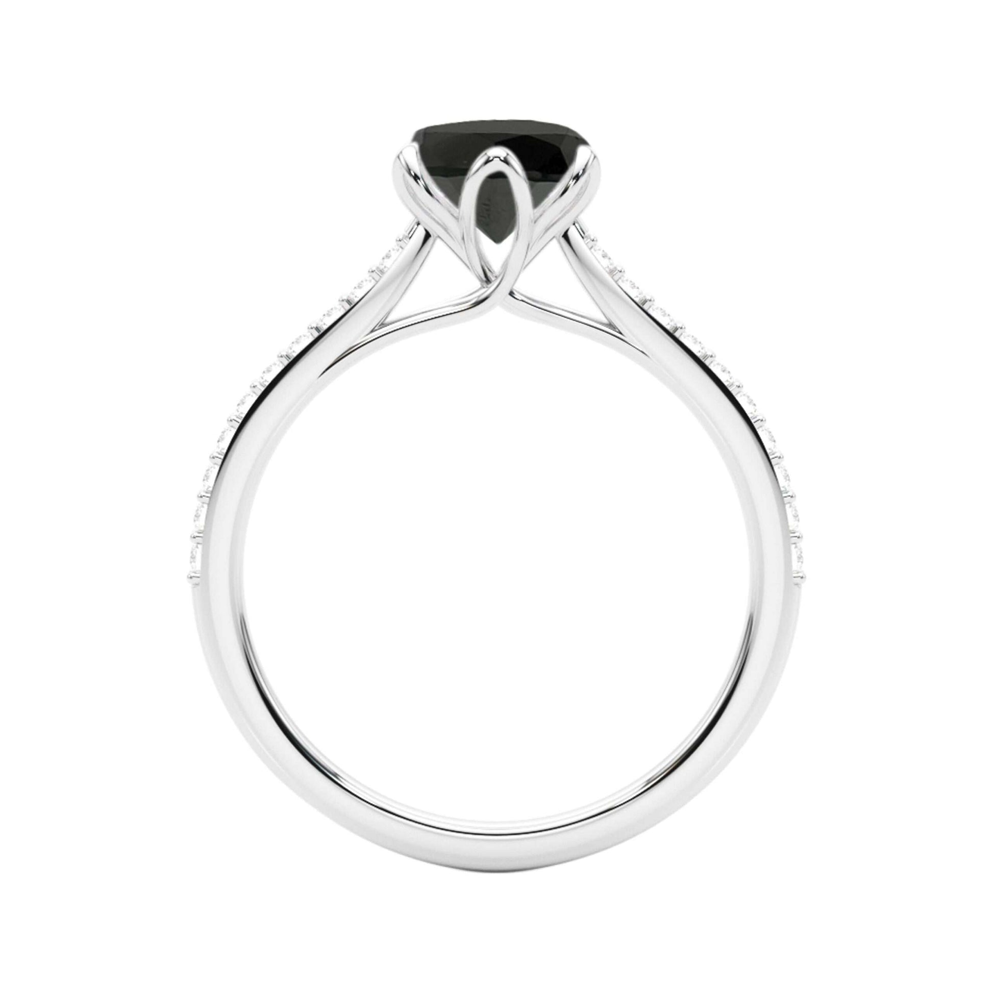 1.25 Carat Natural Black & White Diamonds Engagement Ring in 14K Solid Rose White & Yellow Gold Mauli Jewels