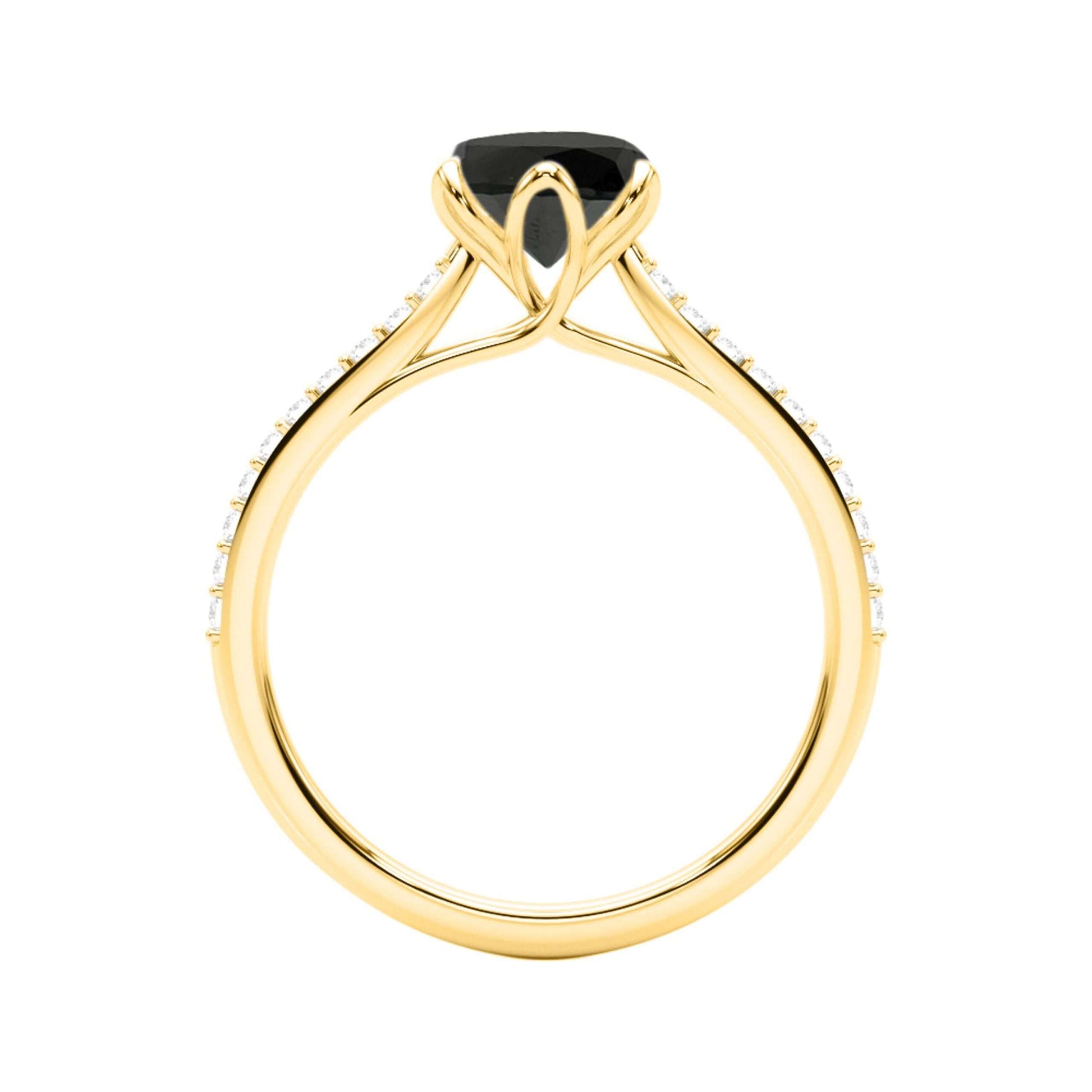 1.25 Carat Natural Black & White Diamonds Engagement Ring in 14K Solid Rose White & Yellow Gold Mauli Jewels