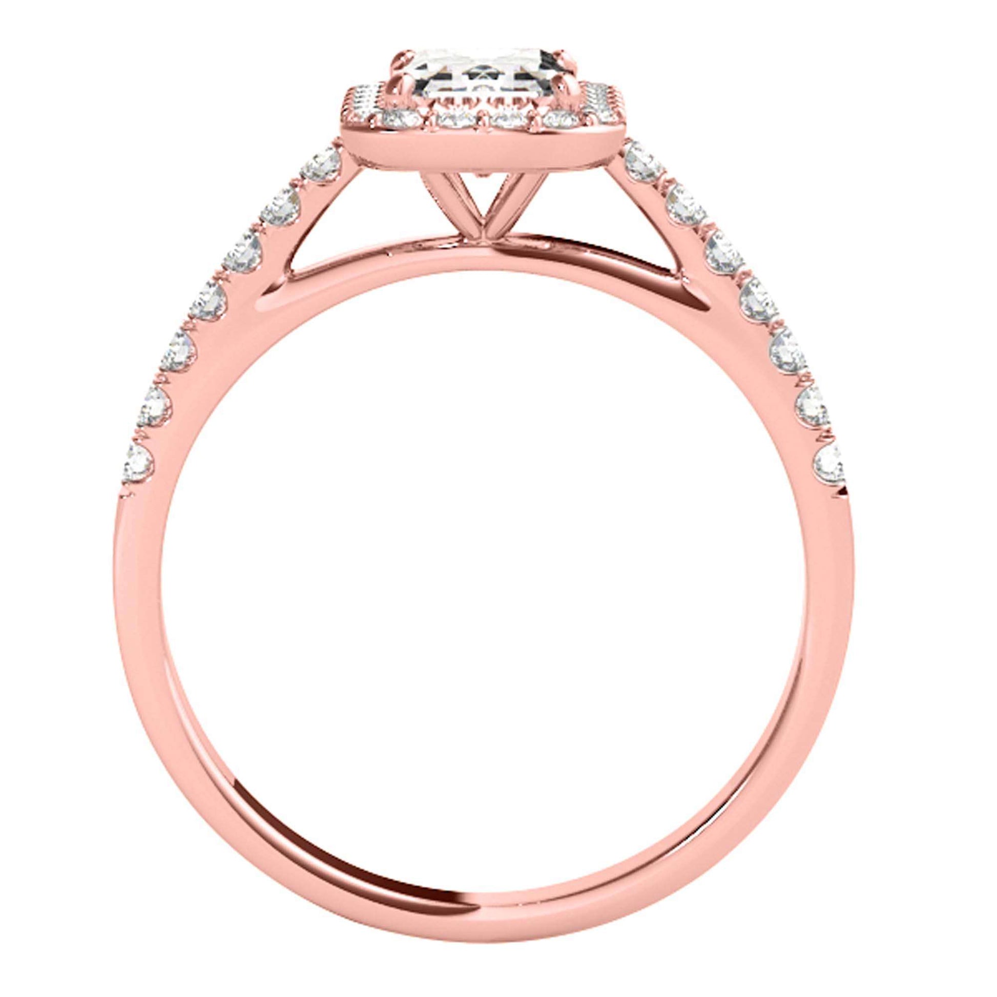 2.25 Carat Emerald Cut Moissanite & Diamond Halo Engagement Ring in 10K Rose, White, or Yellow Gold | Mauli Jewels Mauli Jewels
