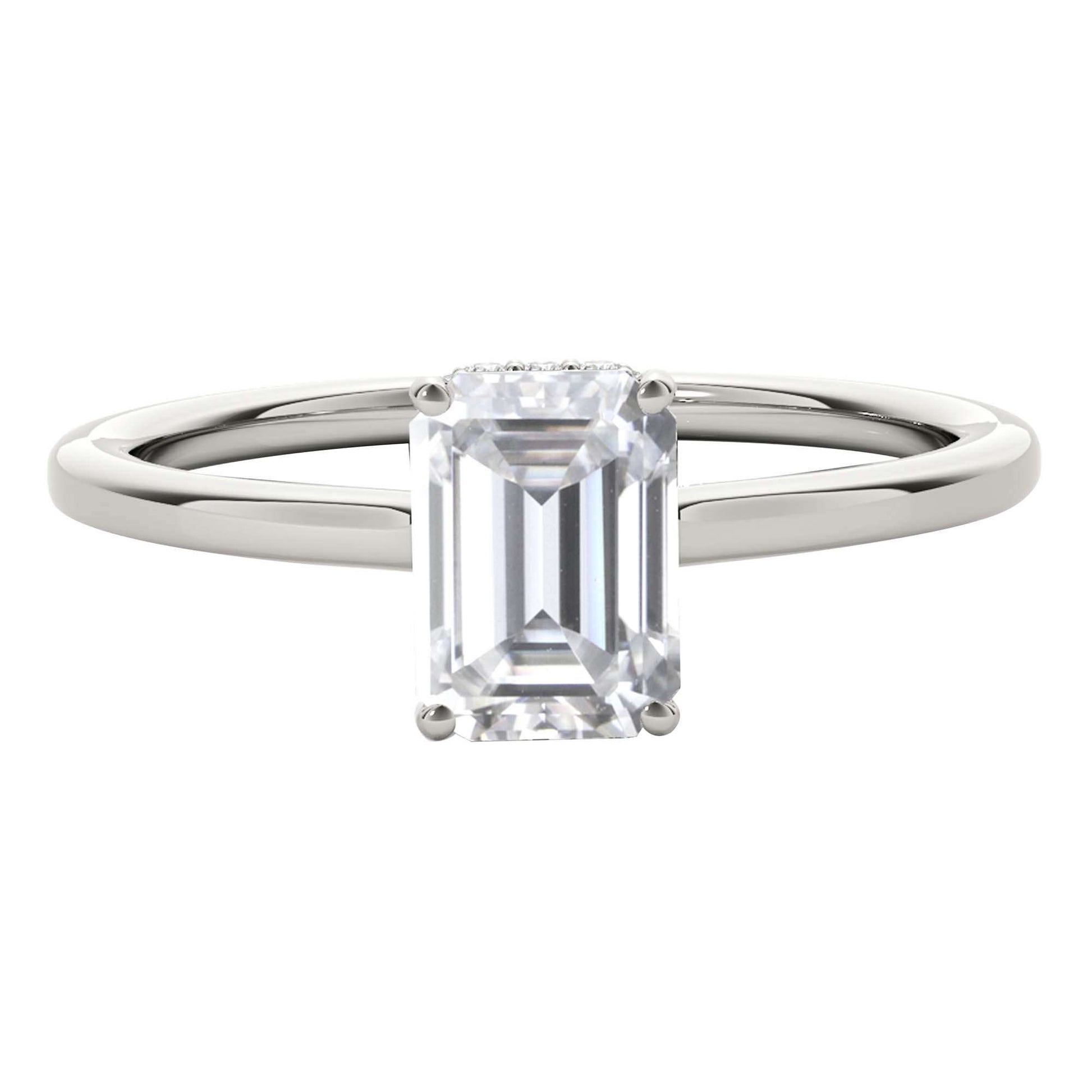 2.10 Carat Emerald Cut Moissanite Diamond Engagement Rings In 10K Solid Rose White & Yellow Gold Mauli Jewels