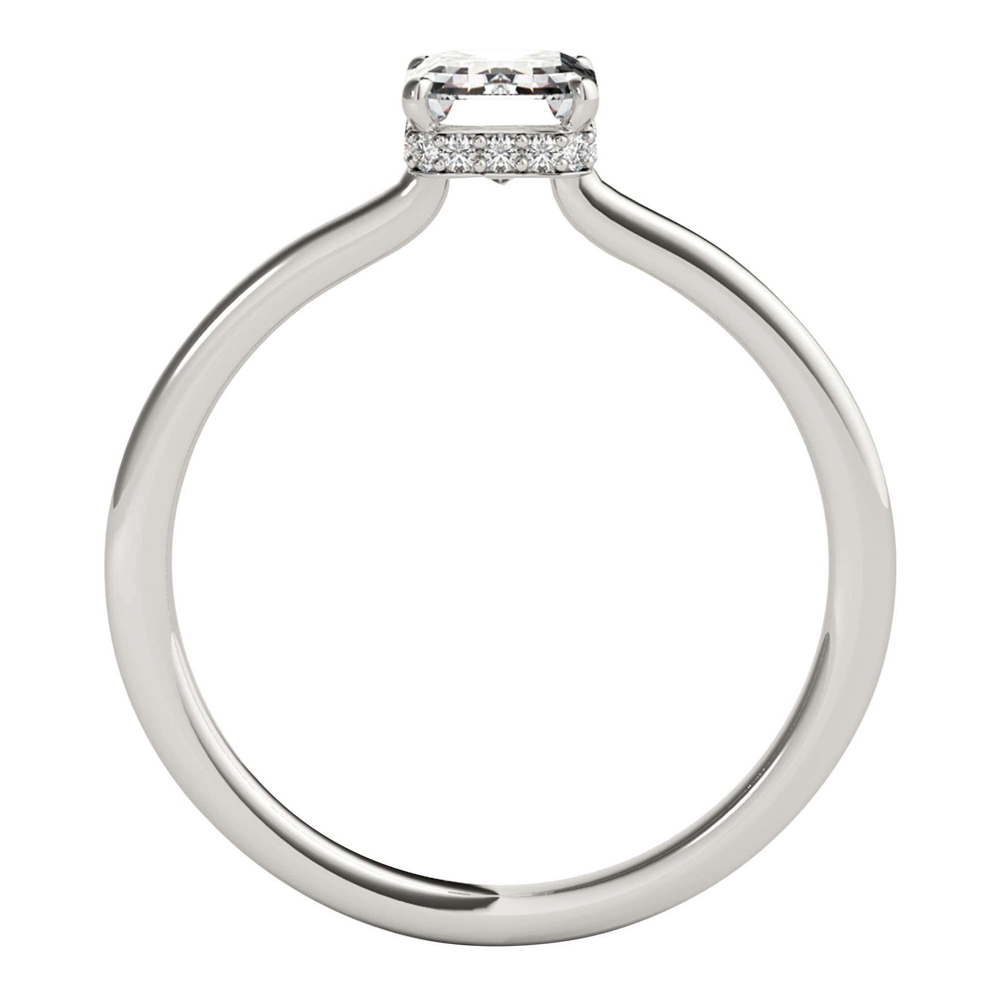 2.10 Carat Emerald Cut Moissanite Diamond Engagement Rings In 10K Solid Rose White & Yellow Gold Mauli Jewels