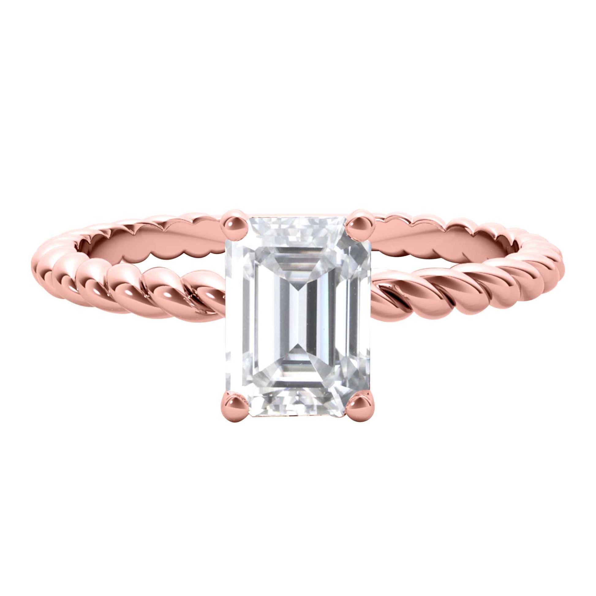 2.00 Carat Emerald Cut Moissanite (G-H/ VS1) Engagement Rings In 10K Solid Rose White & Yellow Gold Mauli Jewels