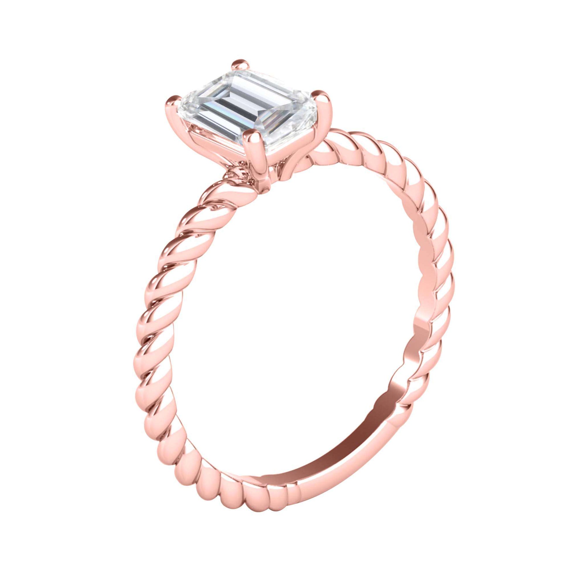2.00 Carat Emerald Cut Moissanite (G-H/ VS1) Engagement Rings In 10K Solid Rose White & Yellow Gold Mauli Jewels
