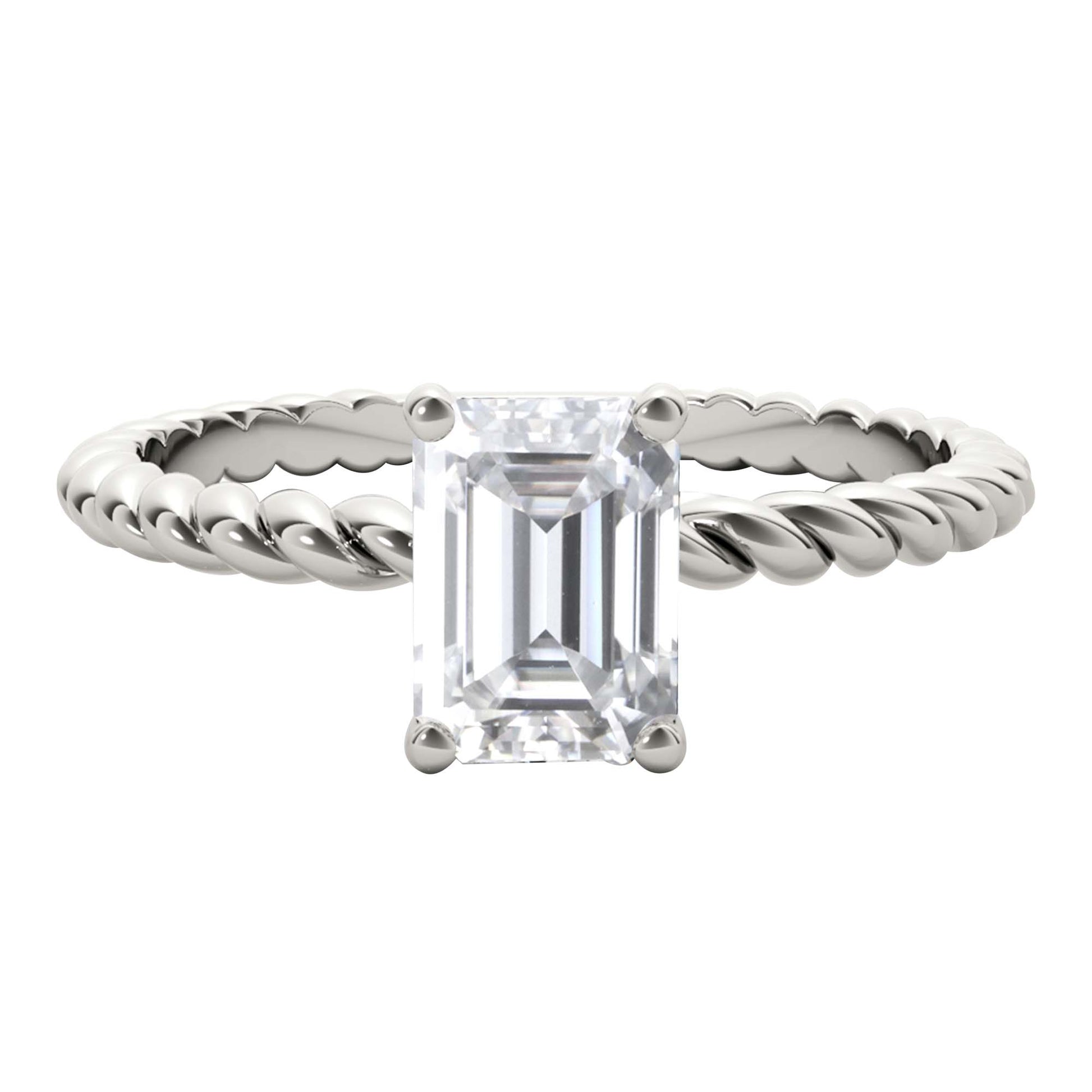 2.00 Carat Emerald Cut Moissanite (G-H/ VS1) Engagement Rings In 10K Solid Rose White & Yellow Gold Mauli Jewels