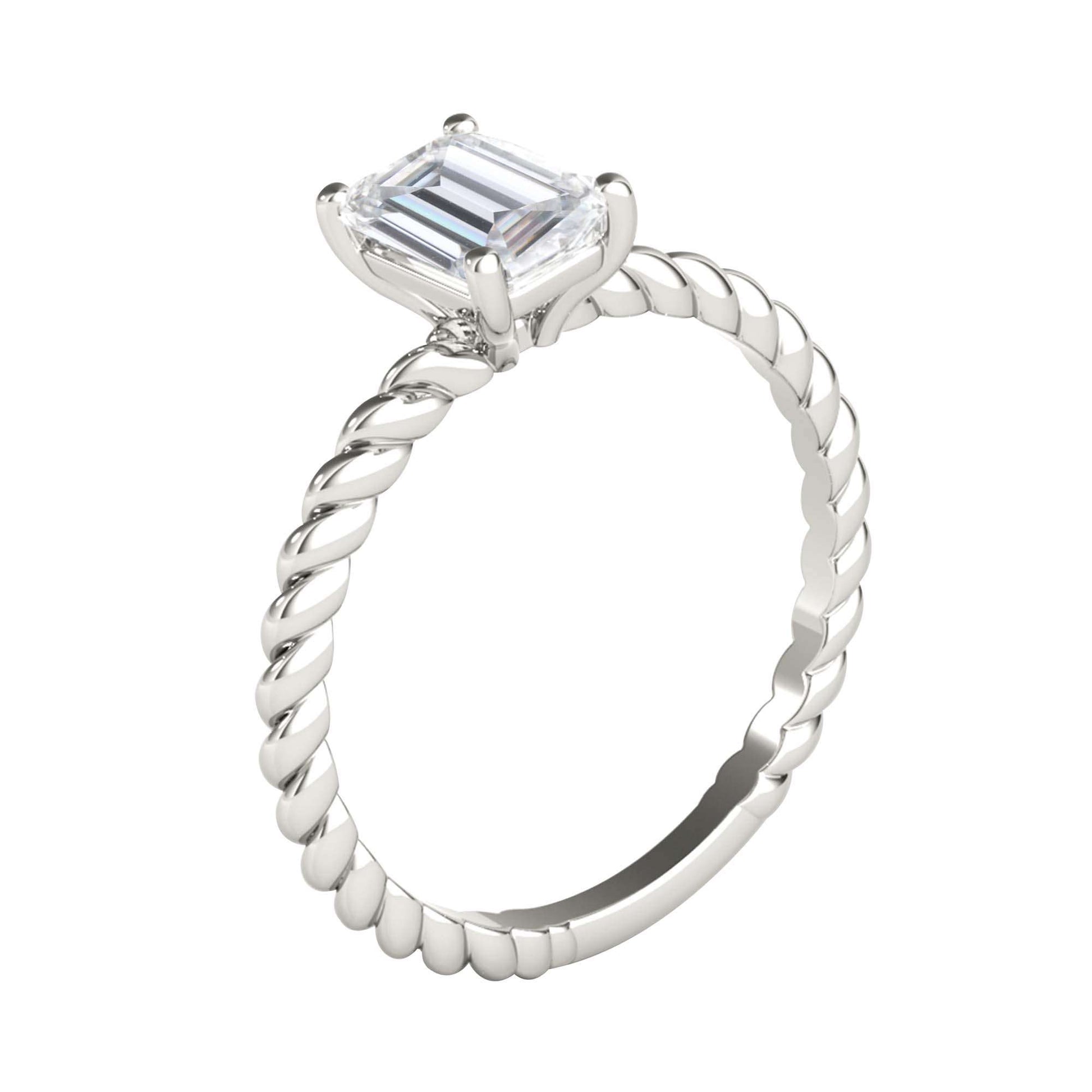 2.00 Carat Emerald Cut Moissanite (G-H/ VS1) Engagement Rings In 10K Solid Rose White & Yellow Gold Mauli Jewels