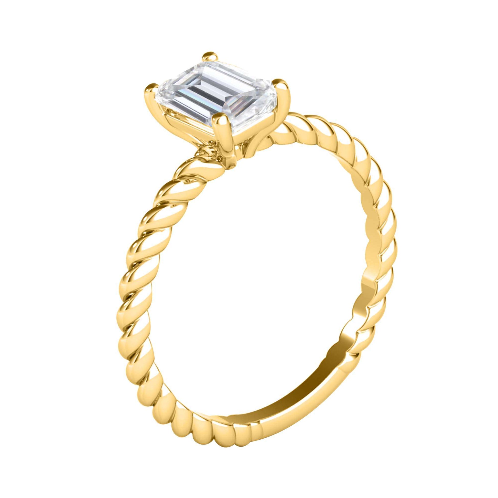 2.00 Carat Emerald Cut Moissanite (G-H/ VS1) Engagement Rings In 10K Solid Rose White & Yellow Gold Mauli Jewels