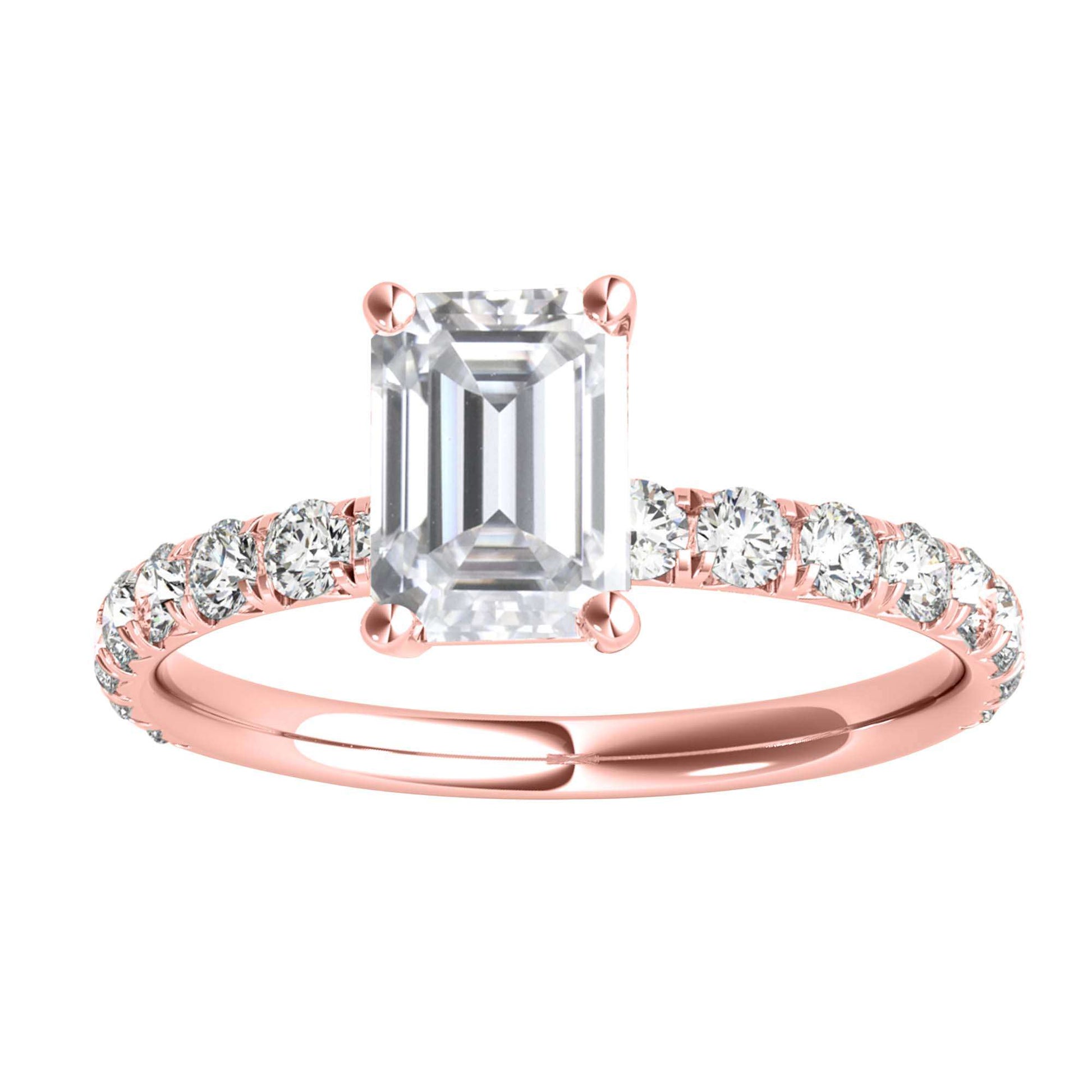 MAULI JEWELS 2.50 Carat Emerald Cut Moissanite (G-H/ VS1) And Natural Diamond Engagement Rings In 10K Solid Rose White & Yellow Gold Mauli Jewels