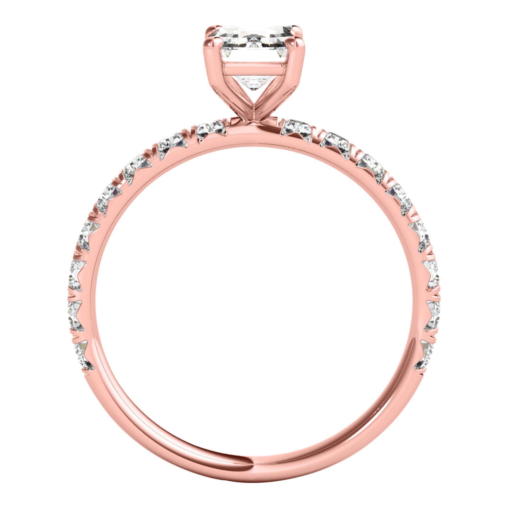 MAULI JEWELS 2.50 Carat Emerald Cut Moissanite (G-H/ VS1) And Natural Diamond Engagement Rings In 10K Solid Rose White & Yellow Gold Mauli Jewels