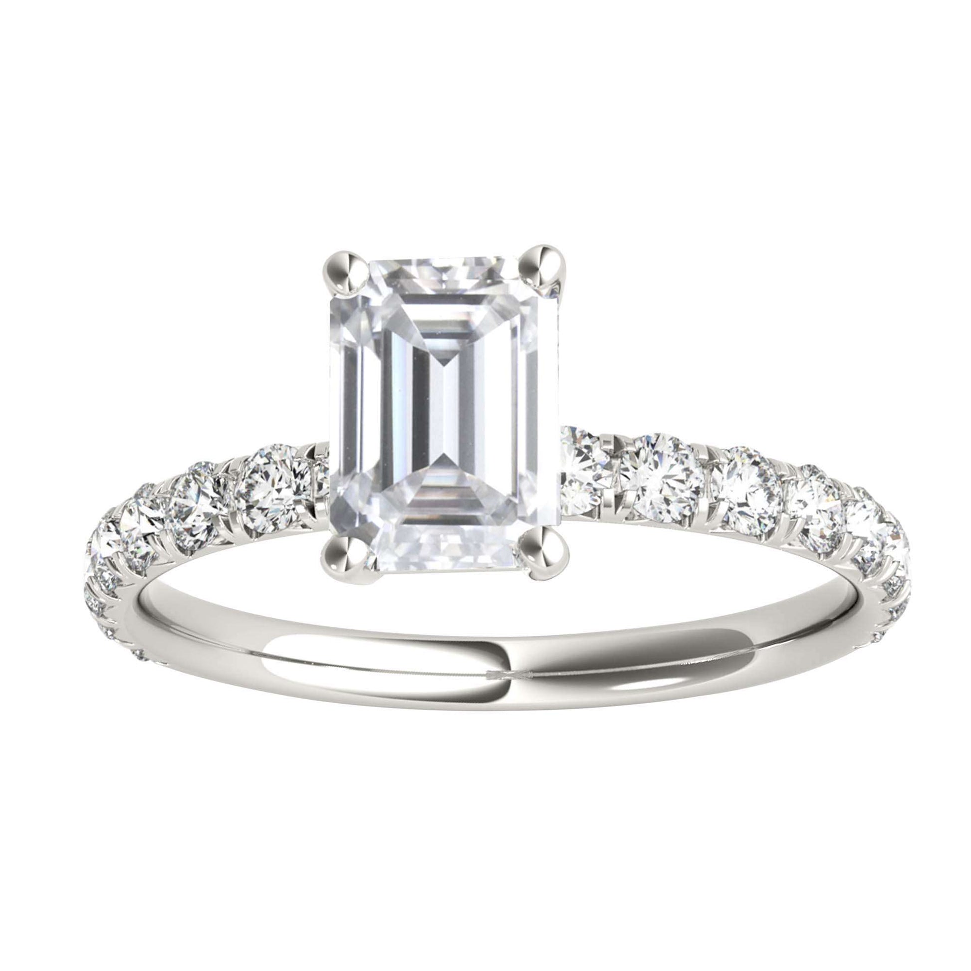MAULI JEWELS 2.50 Carat Emerald Cut Moissanite (G-H/ VS1) And Natural Diamond Engagement Rings In 10K Solid Rose White & Yellow Gold Mauli Jewels