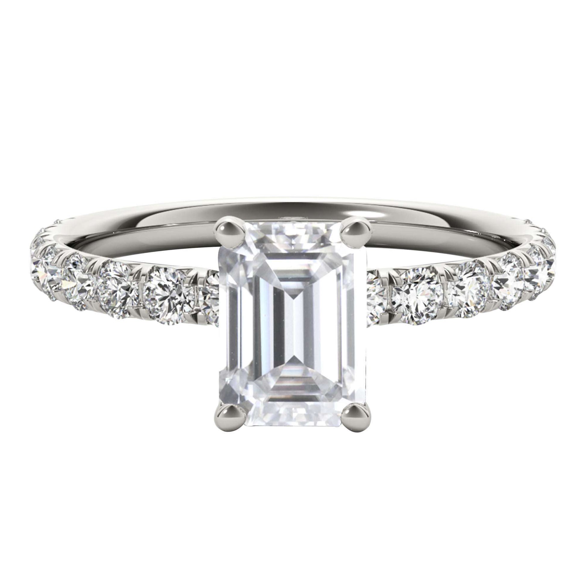 MAULI JEWELS 2.50 Carat Emerald Cut Moissanite (G-H/ VS1) And Natural Diamond Engagement Rings In 10K Solid Rose White & Yellow Gold Mauli Jewels
