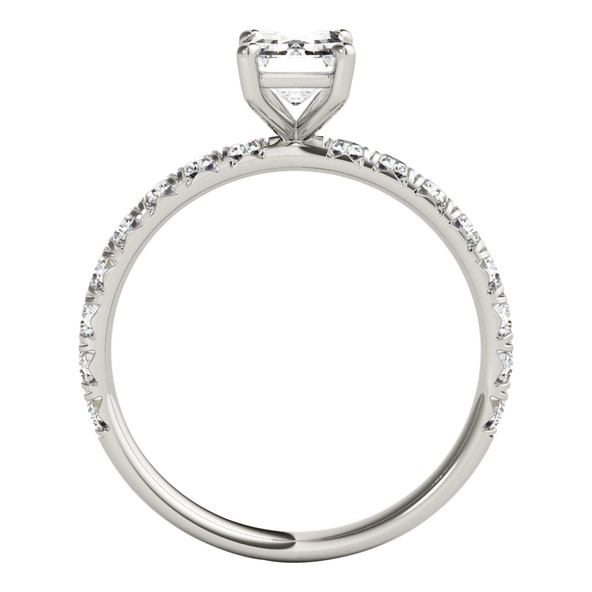 MAULI JEWELS 2.50 Carat Emerald Cut Moissanite (G-H/ VS1) And Natural Diamond Engagement Rings In 10K Solid Rose White & Yellow Gold Mauli Jewels