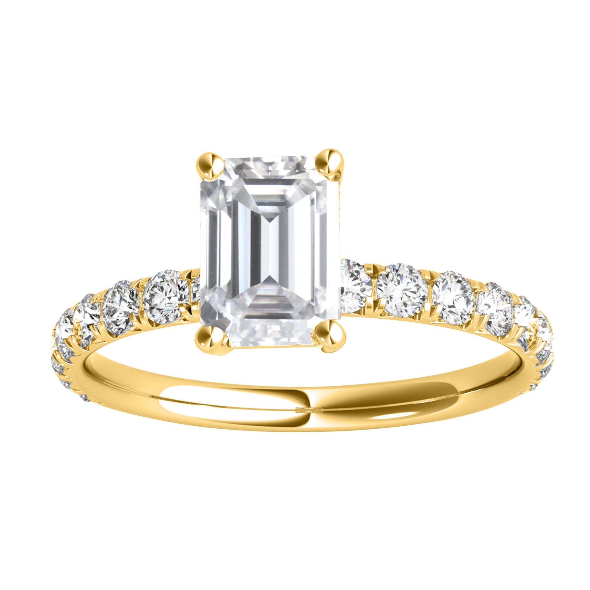 MAULI JEWELS 2.50 Carat Emerald Cut Moissanite (G-H/ VS1) And Natural Diamond Engagement Rings In 10K Solid Rose White & Yellow Gold Mauli Jewels
