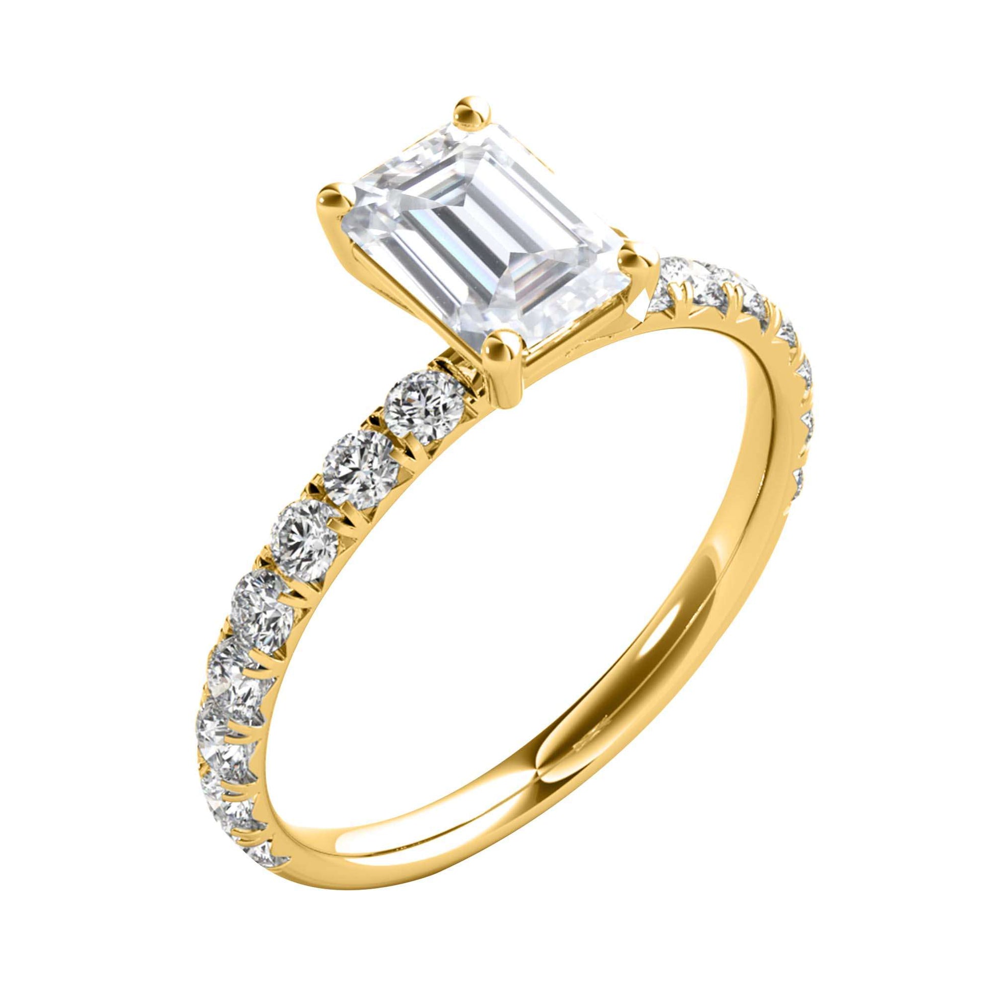 MAULI JEWELS 2.50 Carat Emerald Cut Moissanite (G-H/ VS1) And Natural Diamond Engagement Rings In 10K Solid Rose White & Yellow Gold Mauli Jewels