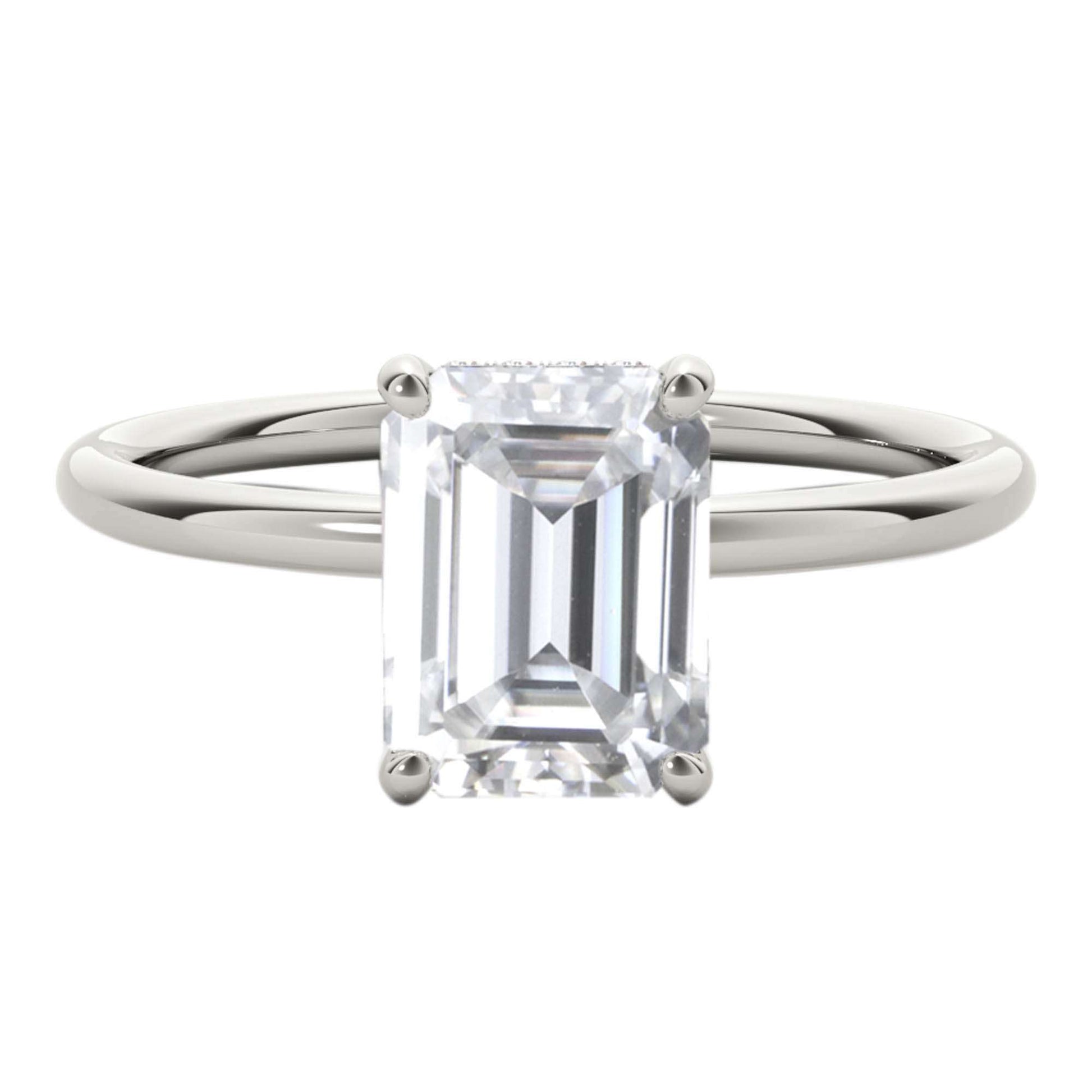 2.05 Carat Emerald Cut Moissanite (G-H/ VS1) And Natural Diamond Engagement Rings In 10K Solid Rose White & Yellow Gold Mauli Jewels