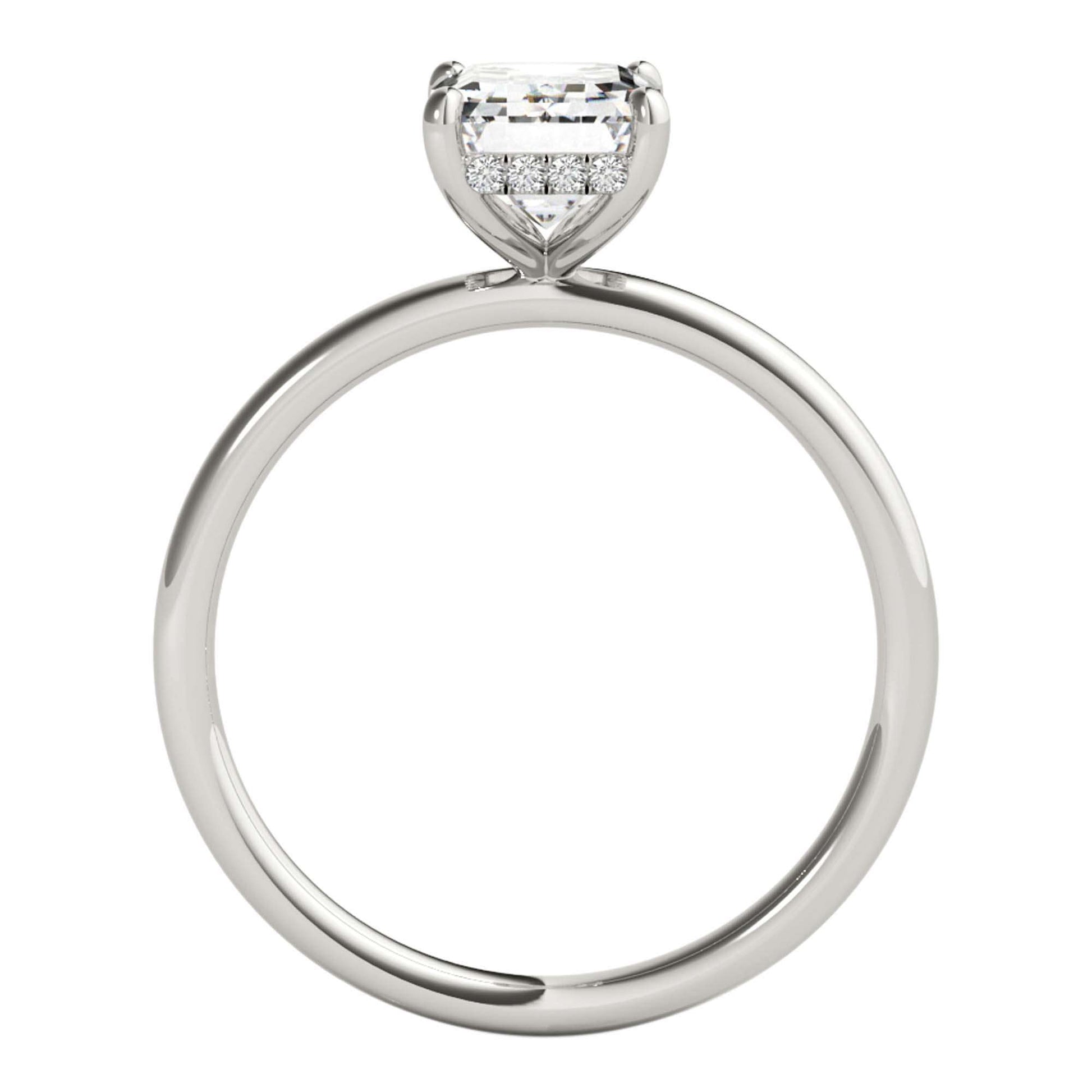 2.05 Carat Emerald Cut Moissanite (G-H/ VS1) And Natural Diamond Engagement Rings In 10K Solid Rose White & Yellow Gold Mauli Jewels
