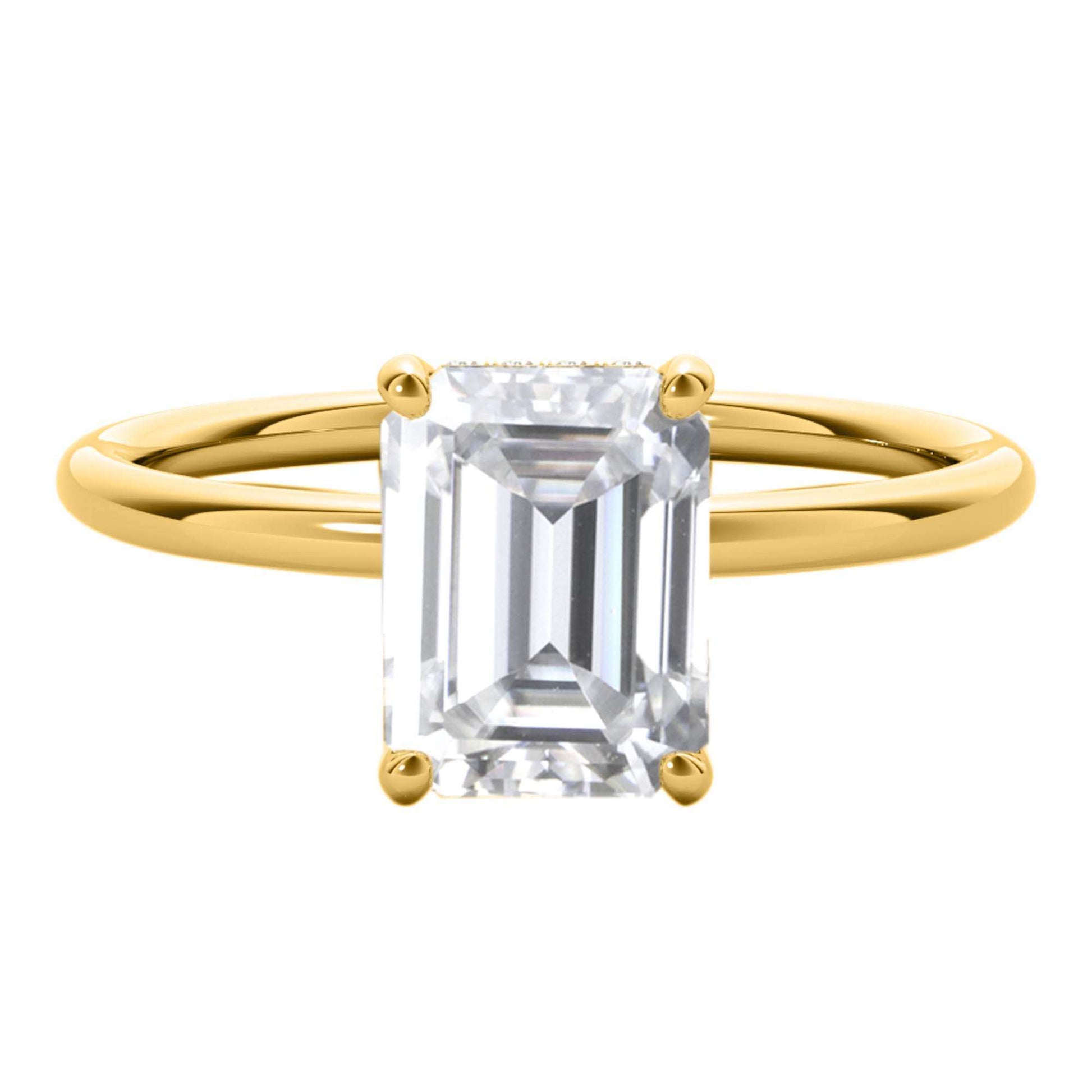 2.05 Carat Emerald Cut Moissanite (G-H/ VS1) And Natural Diamond Engagement Rings In 10K Solid Rose White & Yellow Gold Mauli Jewels