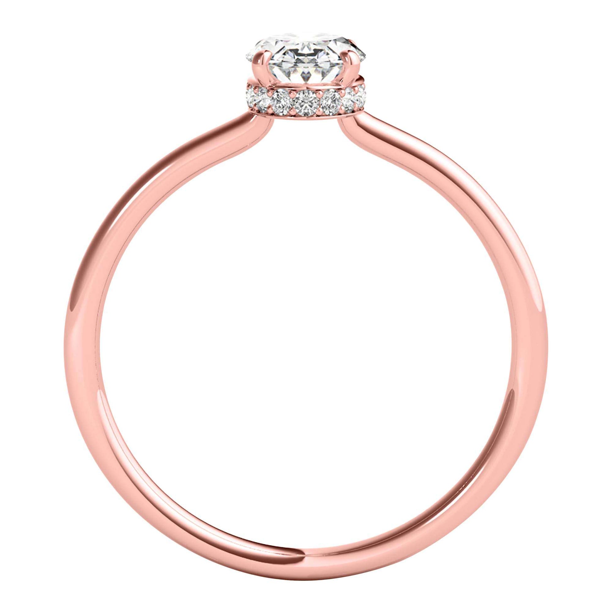MAULI JEWELS 1.05 Carat Oval Moissanite (G-H/ VS1) And Natural Diamond Engagement Rings In 14K Solid Rose White & Yellow Gold Mauli Jewels