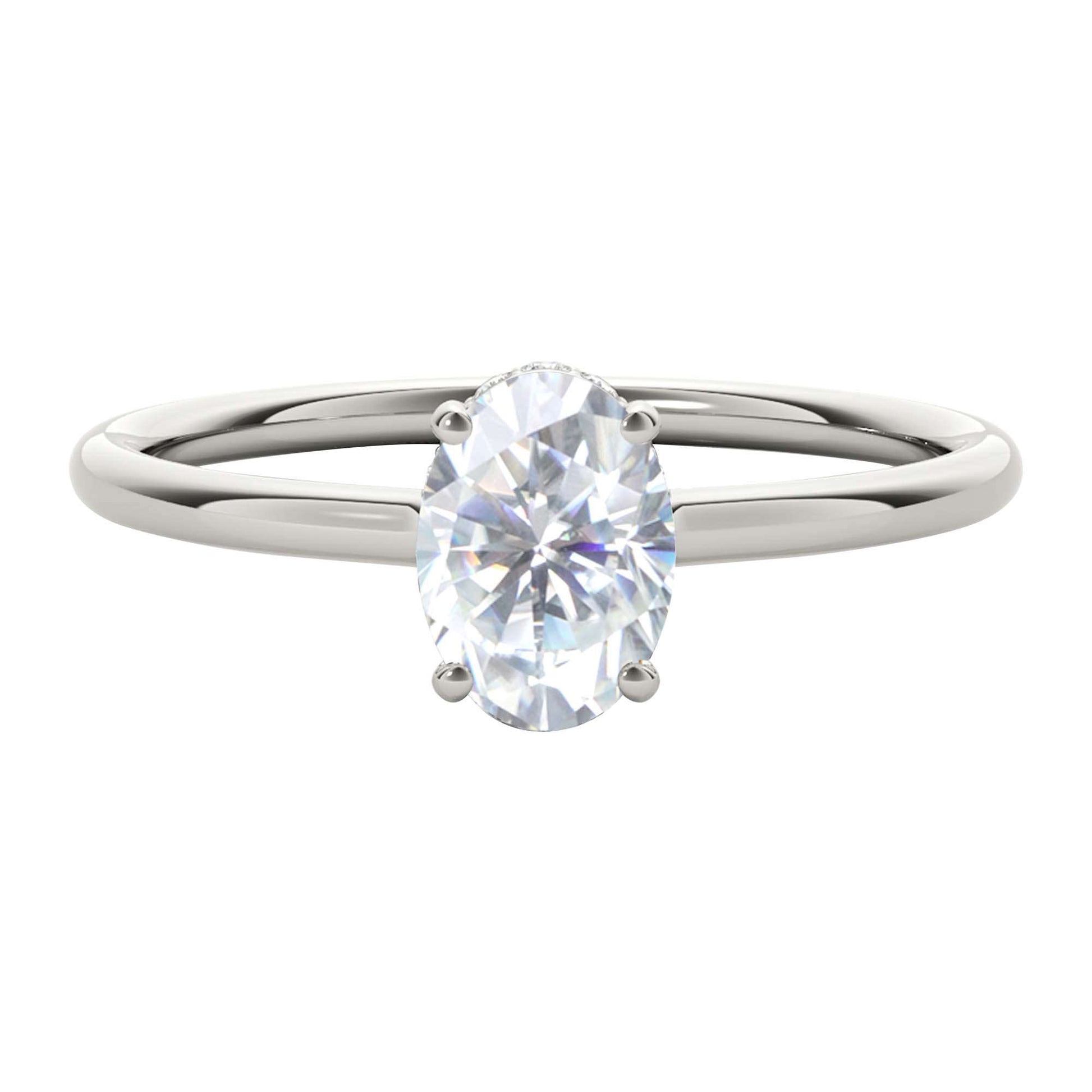 MAULI JEWELS 1.05 Carat Oval Moissanite (G-H/ VS1) And Natural Diamond Engagement Rings In 14K Solid Rose White & Yellow Gold Mauli Jewels
