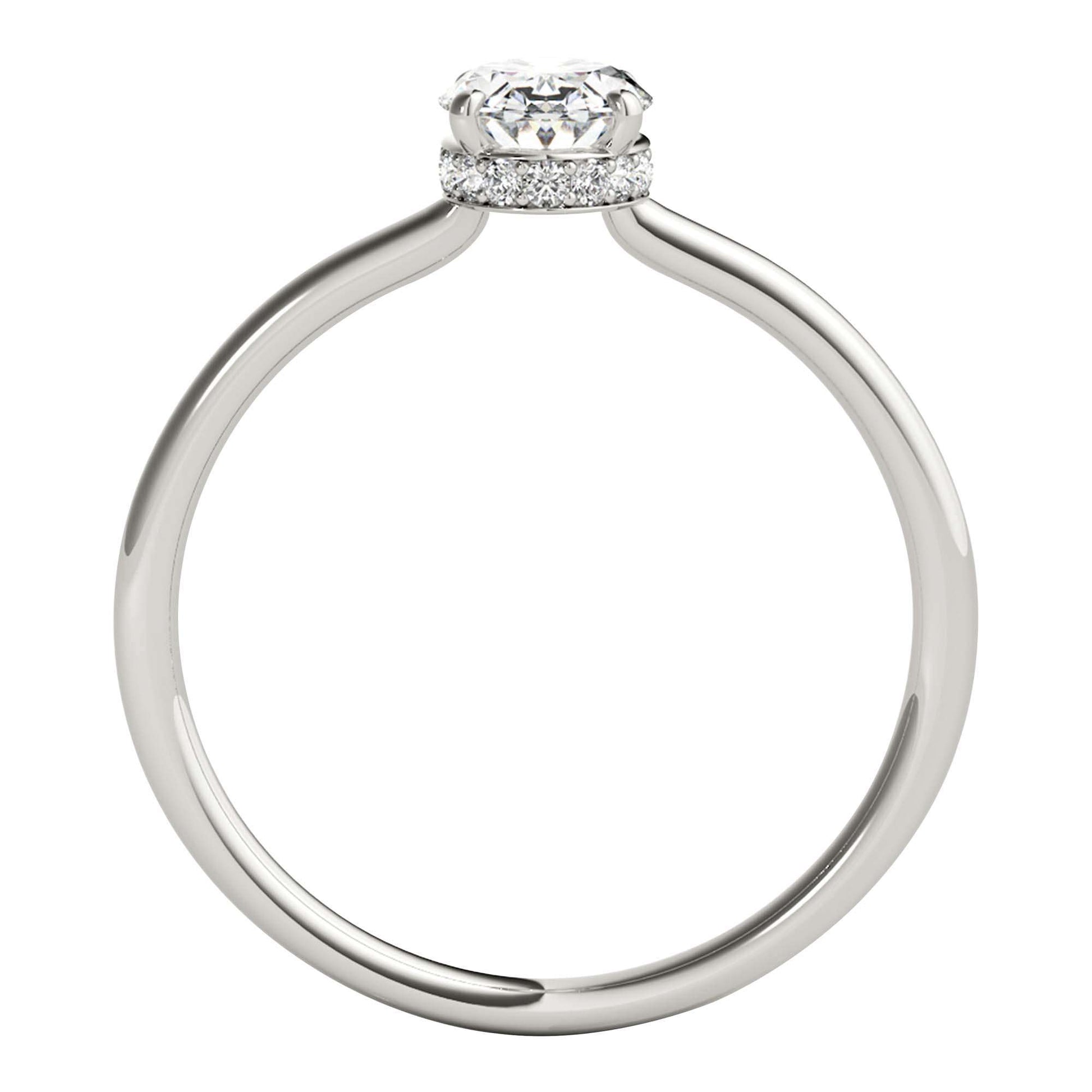 MAULI JEWELS 1.05 Carat Oval Moissanite (G-H/ VS1) And Natural Diamond Engagement Rings In 14K Solid Rose White & Yellow Gold Mauli Jewels