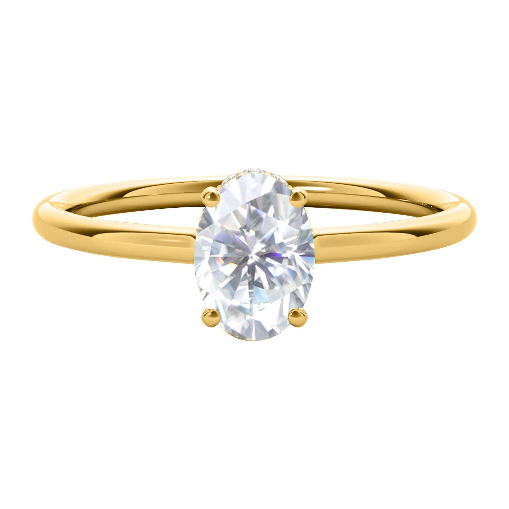 MAULI JEWELS 1.05 Carat Oval Moissanite (G-H/ VS1) And Natural Diamond Engagement Rings In 14K Solid Rose White & Yellow Gold Mauli Jewels