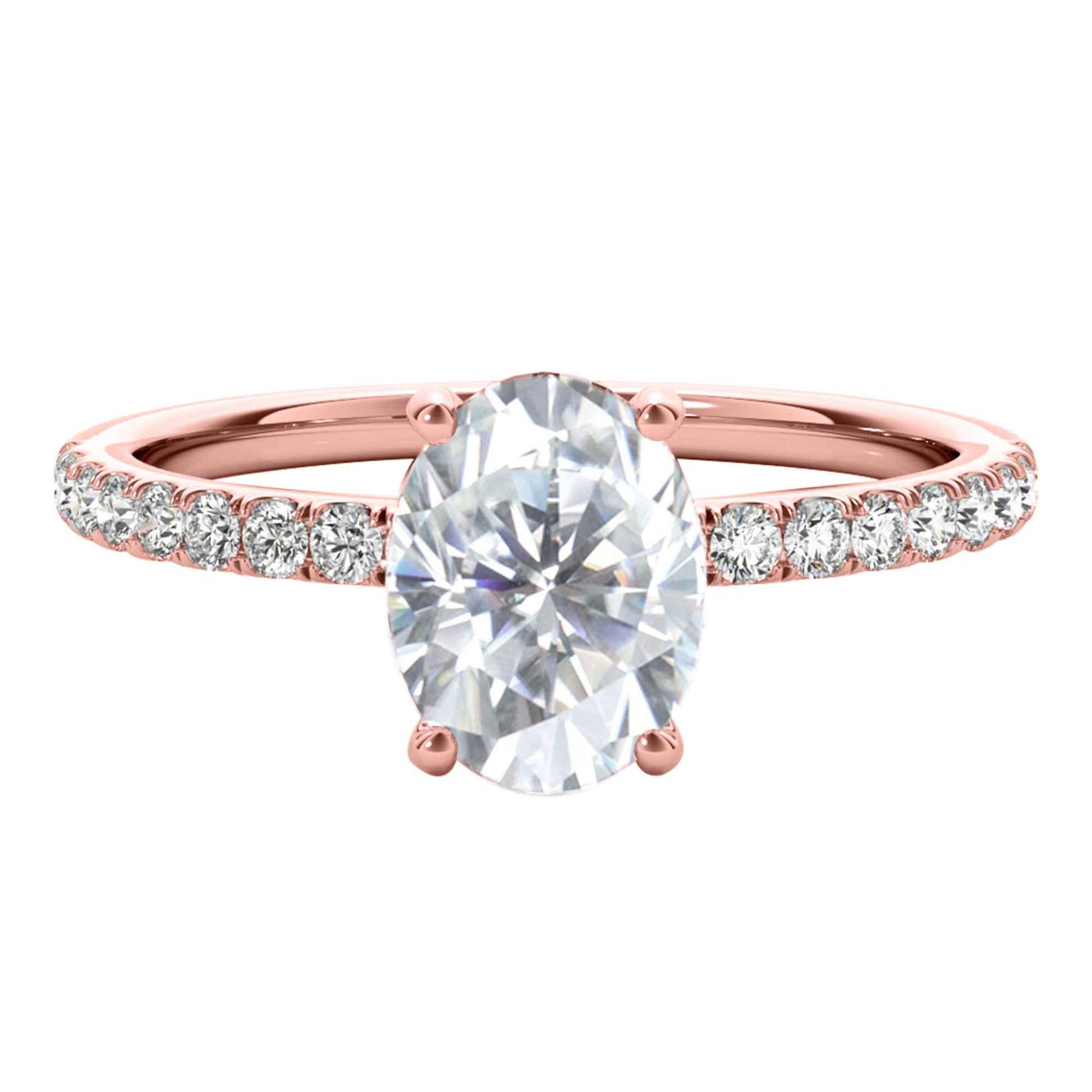 MAULI JEWELS 1.75 Carat Oval Moissanite Natural Diamond Engagement Ring In 10K Solid Rose White Yellow Gold Mauli Jewels