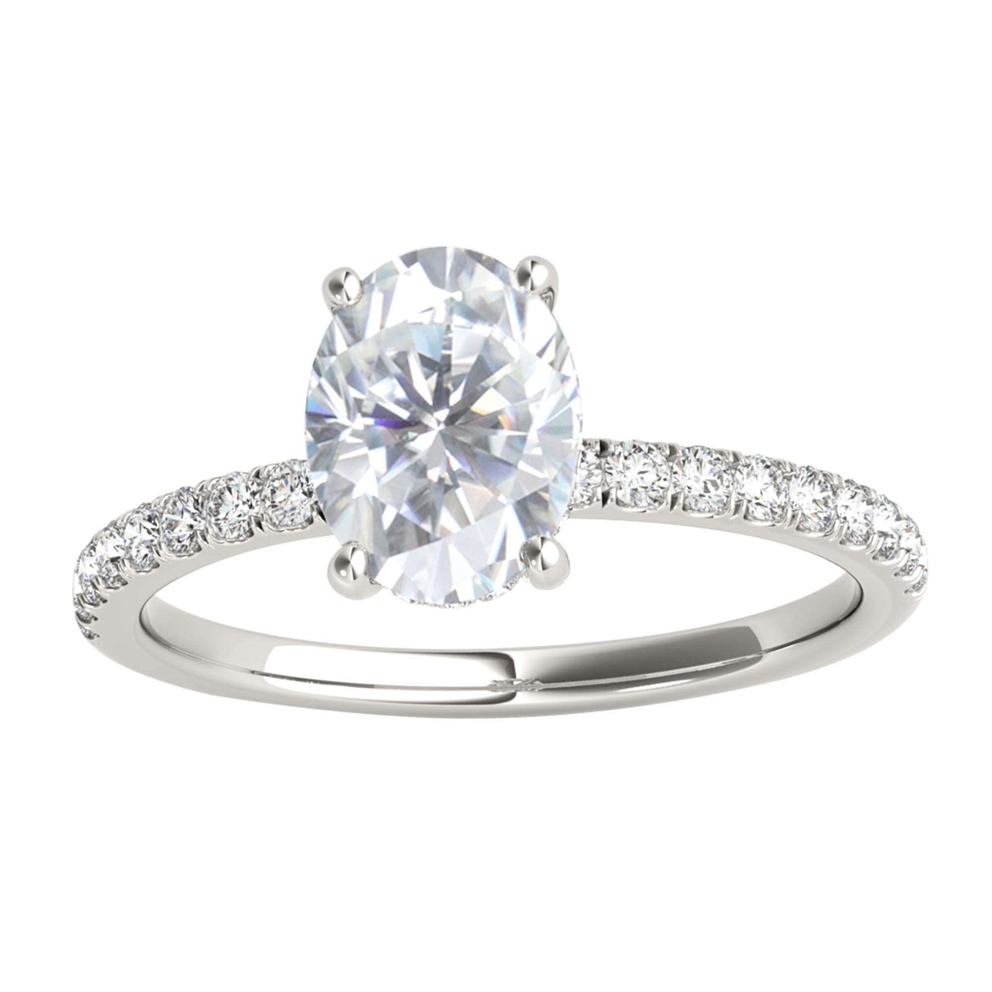 MAULI JEWELS 1.75 Carat Oval Moissanite Natural Diamond Engagement Ring In 10K Solid Rose White Yellow Gold Mauli Jewels