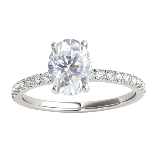 MAULI JEWELS 1.75 Carat Oval Moissanite Natural Diamond Engagement Ring In 10K Solid Rose White Yellow Gold Mauli Jewels