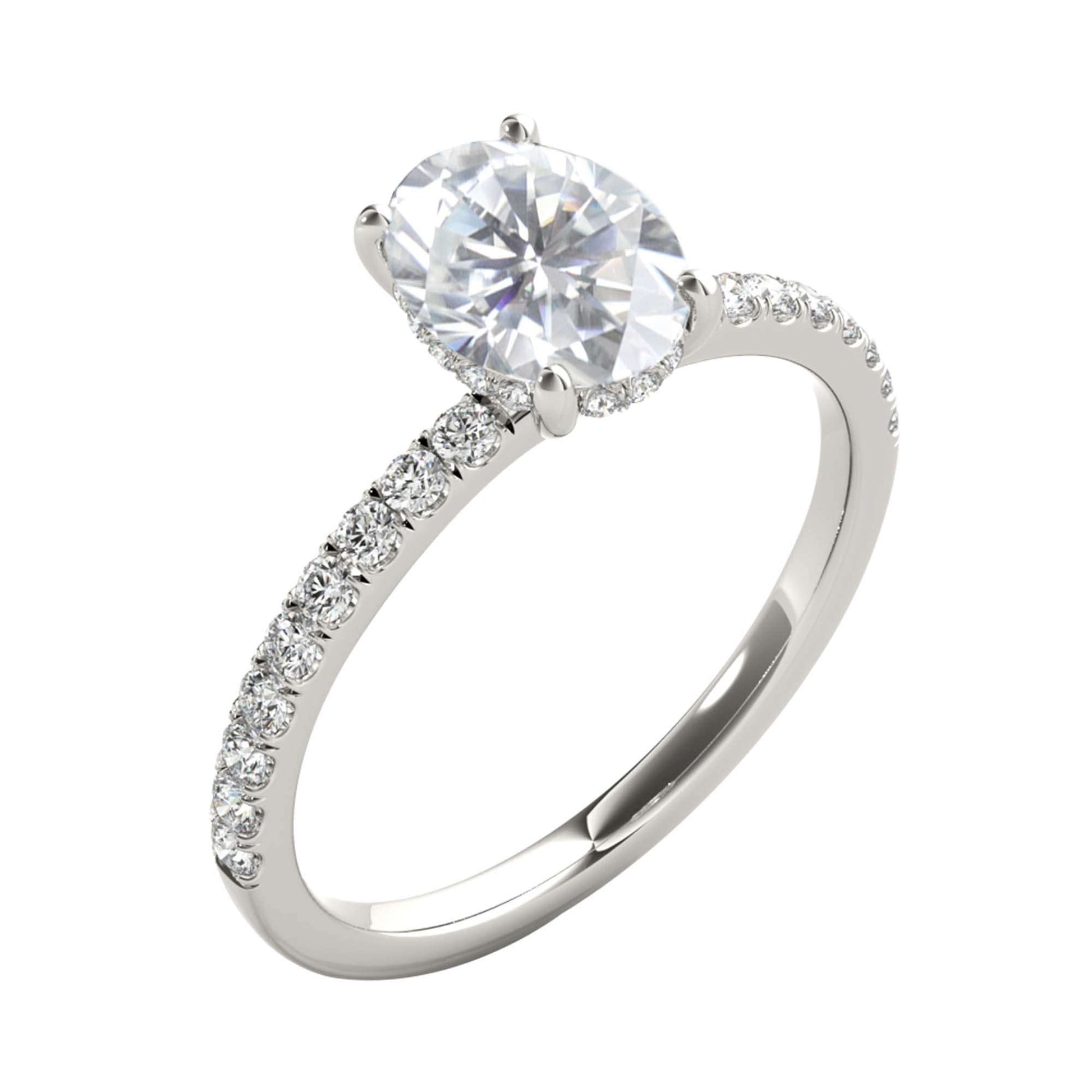 MAULI JEWELS 1.75 Carat Oval Moissanite Natural Diamond Engagement Ring In 10K Solid Rose White Yellow Gold Mauli Jewels
