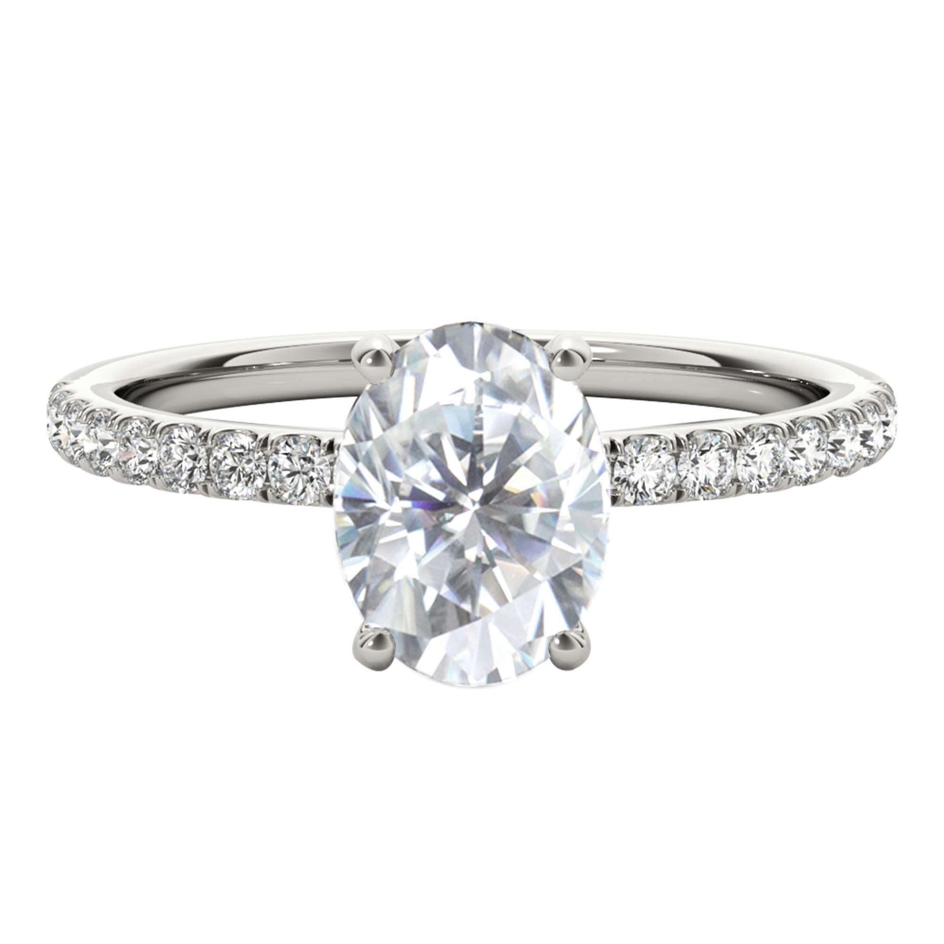 MAULI JEWELS 1.75 Carat Oval Moissanite Natural Diamond Engagement Ring In 10K Solid Rose White Yellow Gold Mauli Jewels