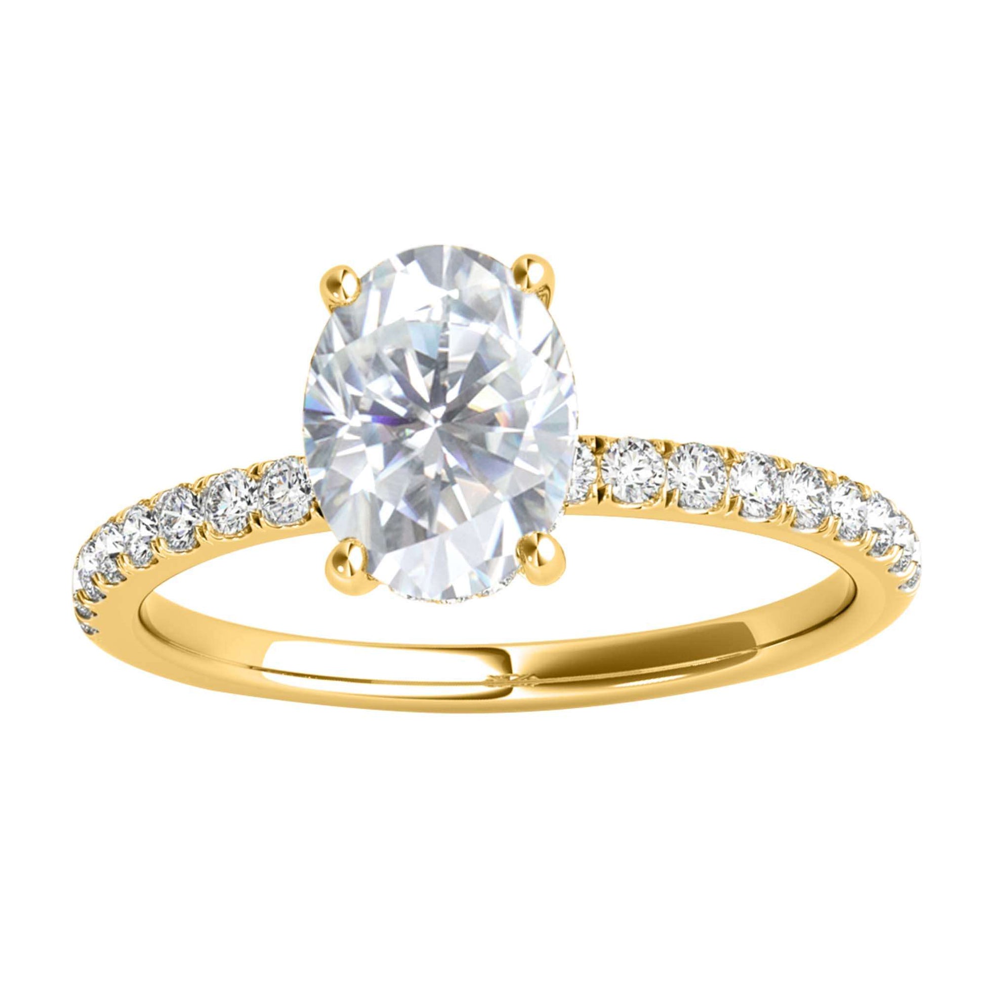 MAULI JEWELS 1.75 Carat Oval Moissanite Natural Diamond Engagement Ring In 10K Solid Rose White Yellow Gold Mauli Jewels
