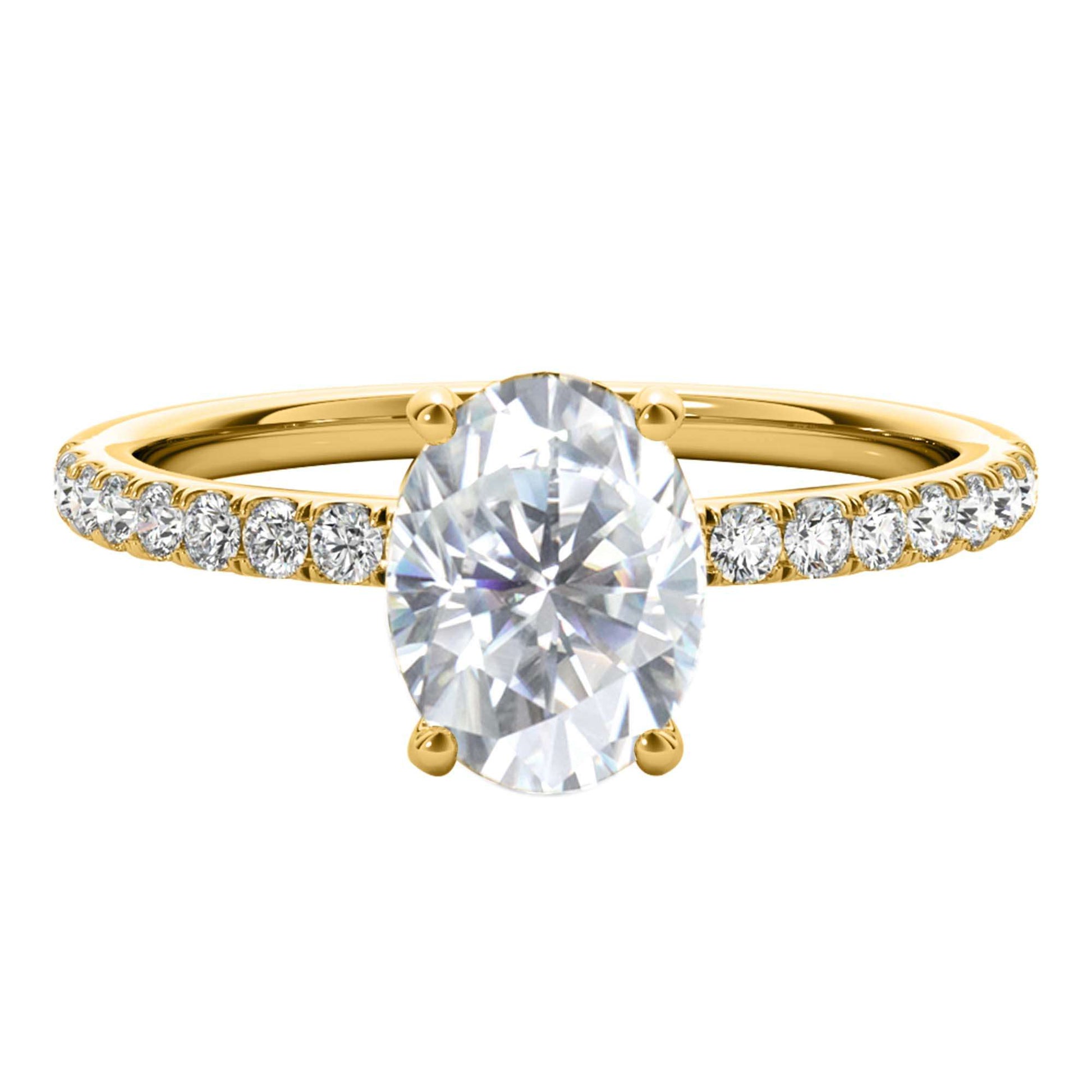 MAULI JEWELS 1.75 Carat Oval Moissanite Natural Diamond Engagement Ring In 10K Solid Rose White Yellow Gold Mauli Jewels