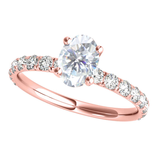MAULI JEWELS 1.55 Carat Natural Diamond & Moissanite Engagement Ring in 10K Rose, White, or Yellow Gold Mauli Jewels
