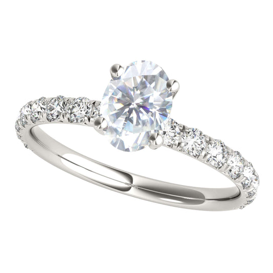 MAULI JEWELS 1.55 Carat Natural Diamond & Moissanite Engagement Ring in 10K Rose, White, or Yellow Gold Mauli Jewels