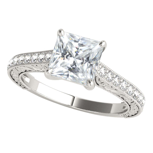 1.50 Carat Princess Cut Moissanite Natural Round Diamond Engagement Rings In 10K Solid Rose White And Yellow Gold Mauli Jewels