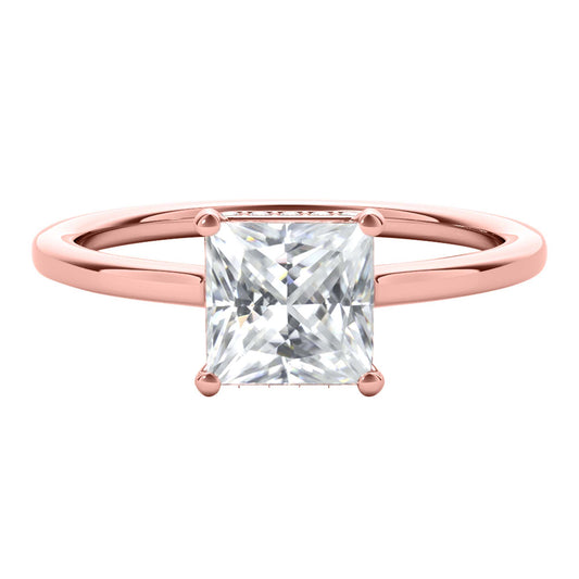 1.35 Carat Princess-Cut Moissanite & Lab-Grown Diamond Solitaire Ring in 14K Gold Affordable Luxur Mauli Jewels