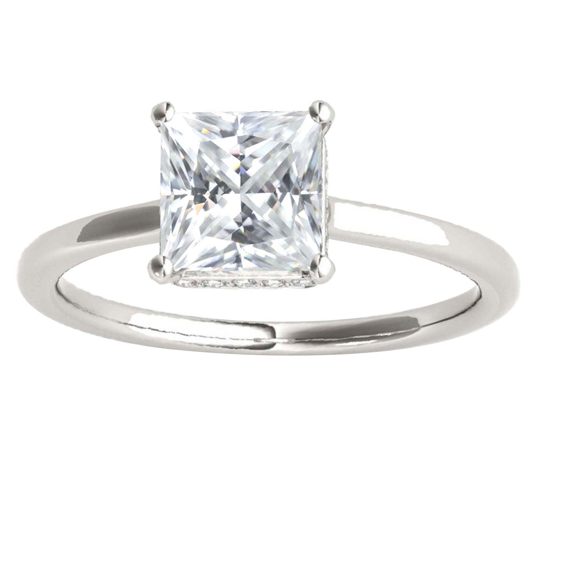 1.35 Carat Princess-Cut Moissanite & Lab-Grown Diamond Solitaire Ring in 14K Gold Affordable Luxur Mauli Jewels