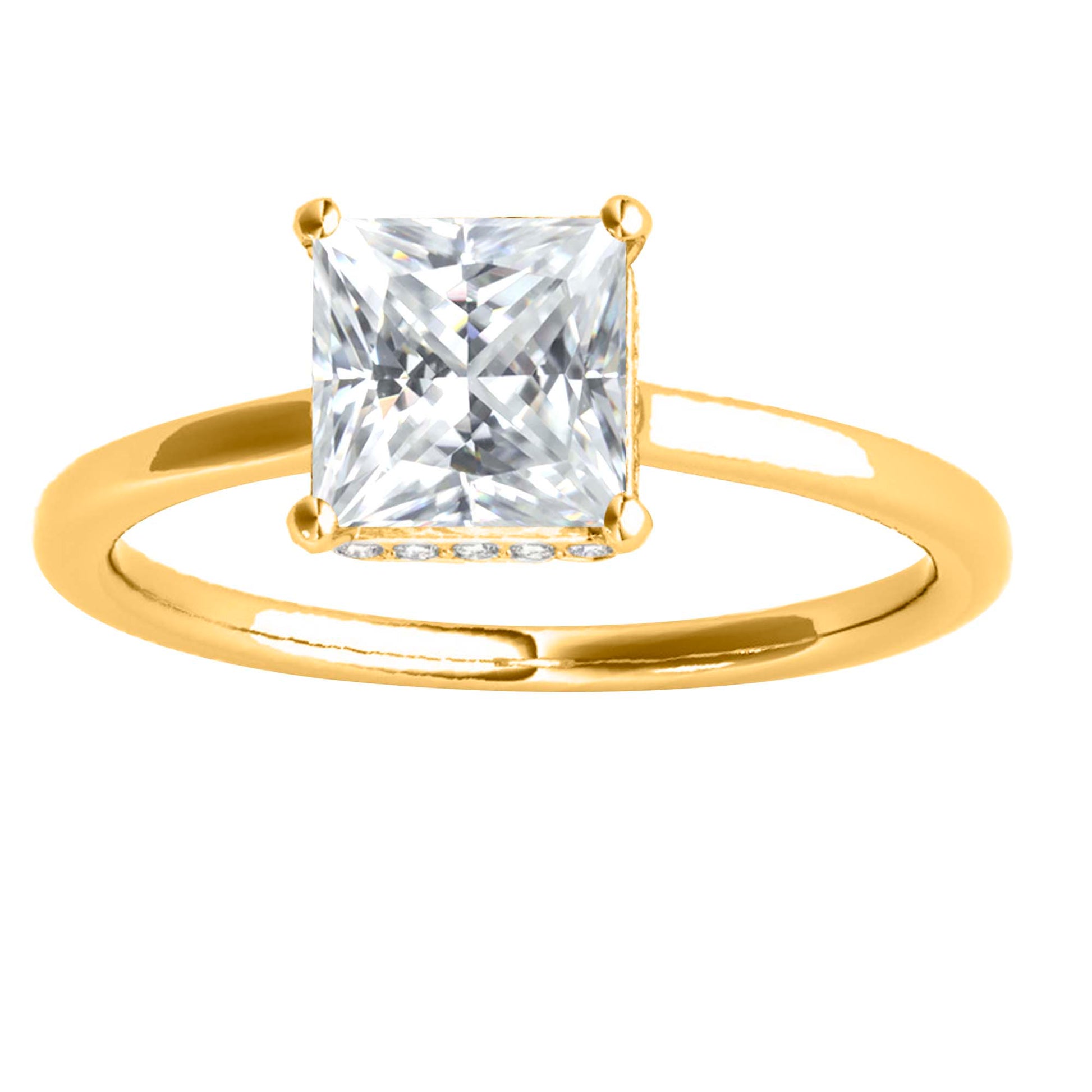 1.35 Carat Princess-Cut Moissanite & Lab-Grown Diamond Solitaire Ring in 14K Gold Affordable Luxur Mauli Jewels