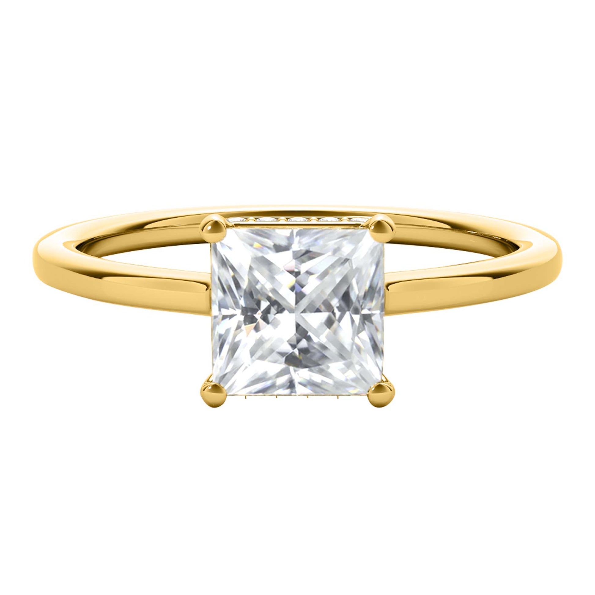 1.35 Carat Princess-Cut Moissanite & Lab-Grown Diamond Solitaire Ring in 14K Gold Affordable Luxur Mauli Jewels