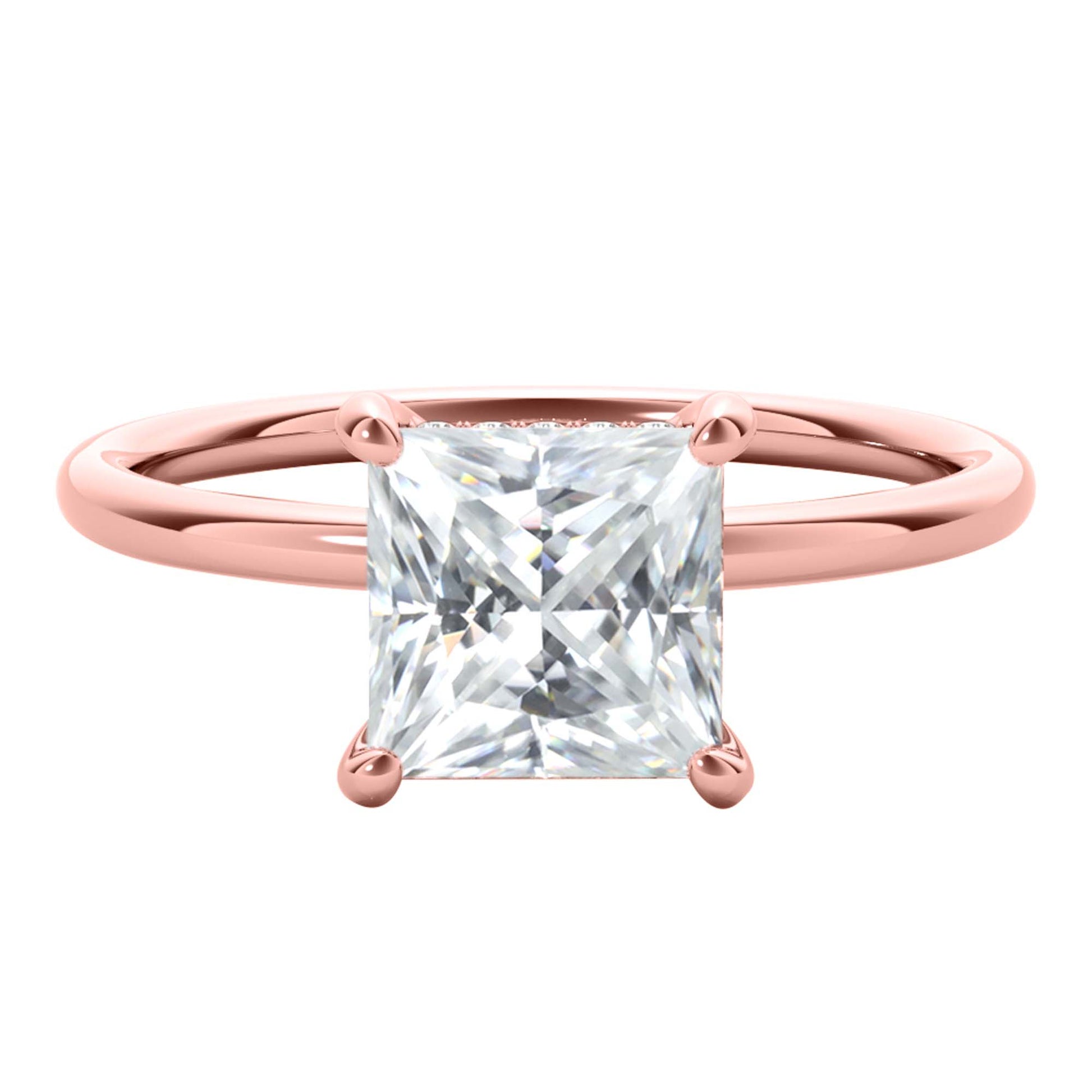 1.30 Carat Princess-Cut Moissanite & Lab-Grown Diamond solitairet Ring in 14K Gold Mauli Jewels