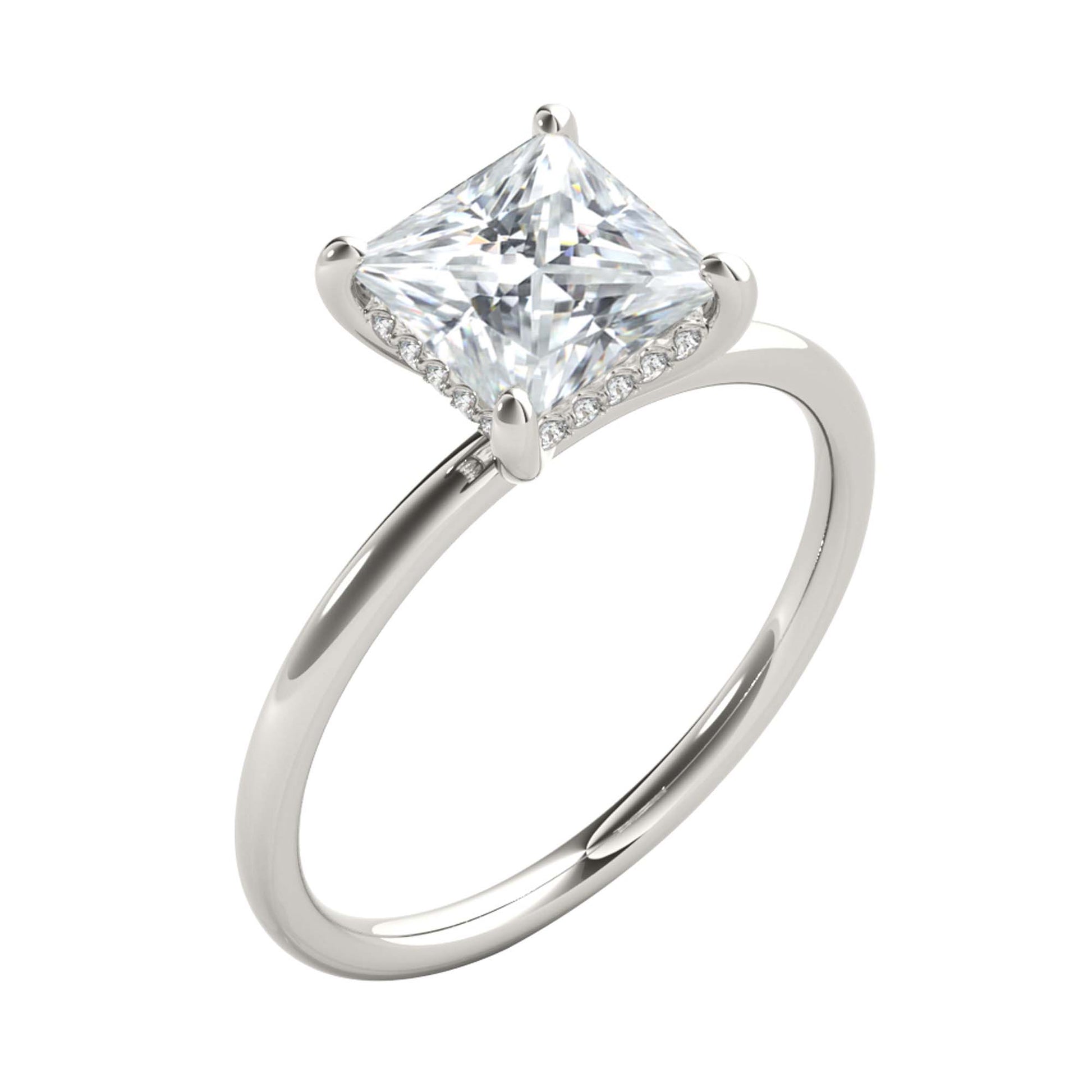 1.30 Carat Princess-Cut Moissanite & Lab-Grown Diamond solitairet Ring in 14K Gold Mauli Jewels