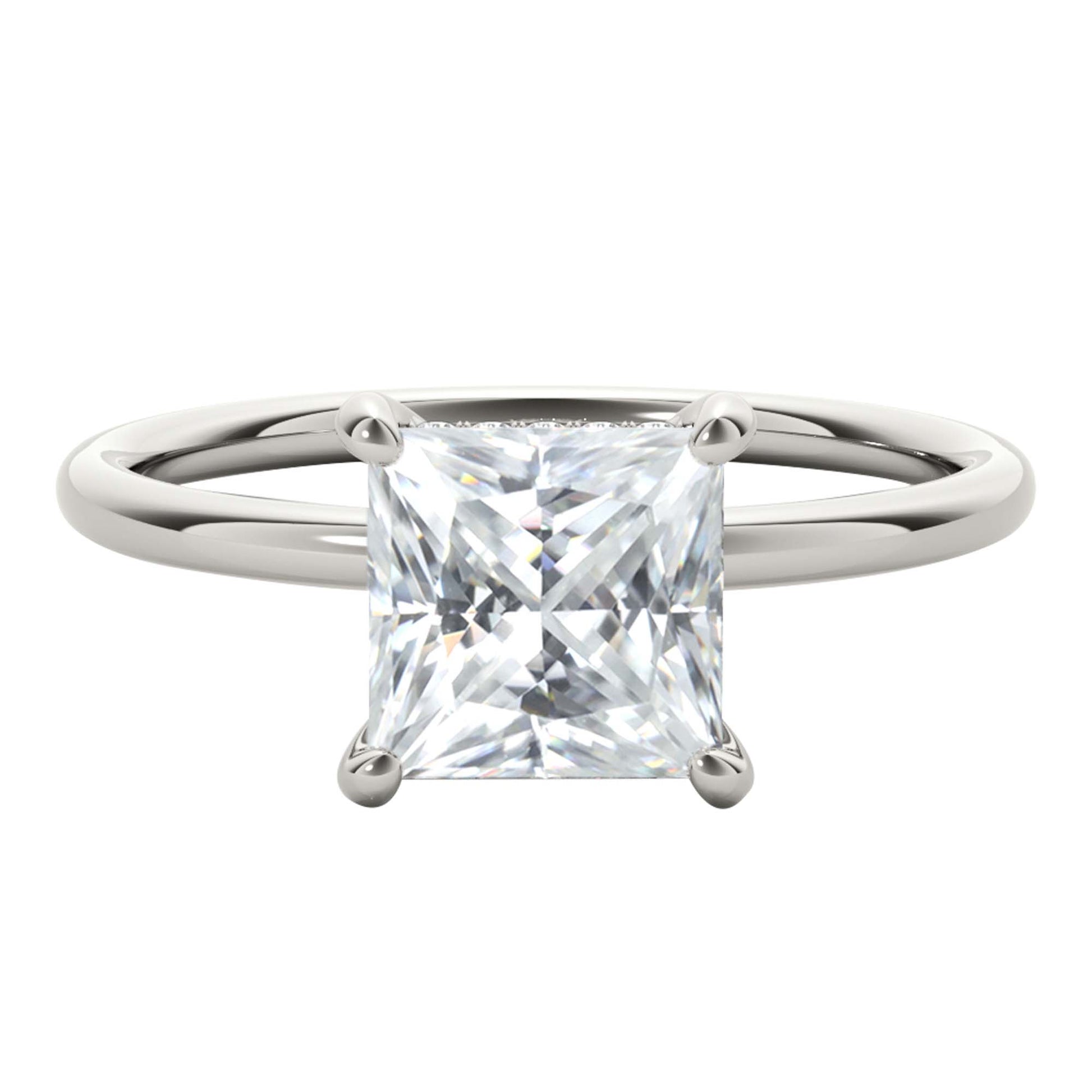 1.30 Carat Princess-Cut Moissanite & Lab-Grown Diamond solitairet Ring in 14K Gold Mauli Jewels