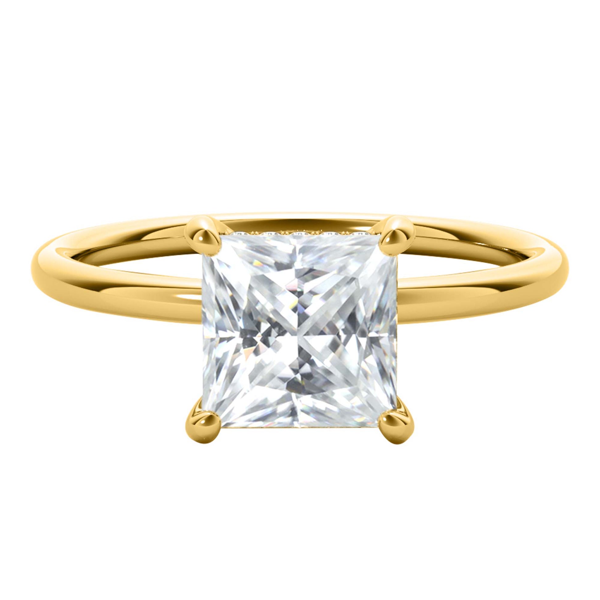 1.30 Carat Princess-Cut Moissanite & Lab-Grown Diamond solitairet Ring in 14K Gold Mauli Jewels