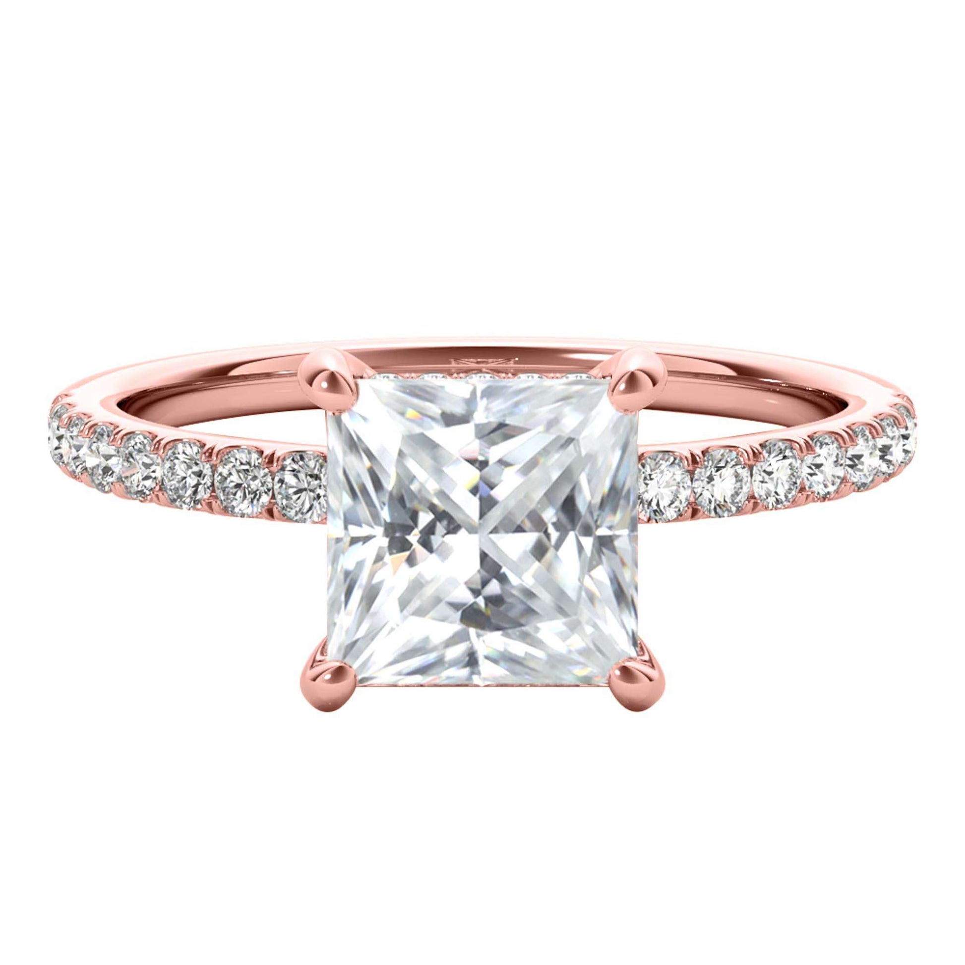 MAULI JEWELS 1.55 Carat Princess Moissanite Natural Diamond Engagement Rings In 14K Solid Rose White Yellow Gold Mauli Jewels