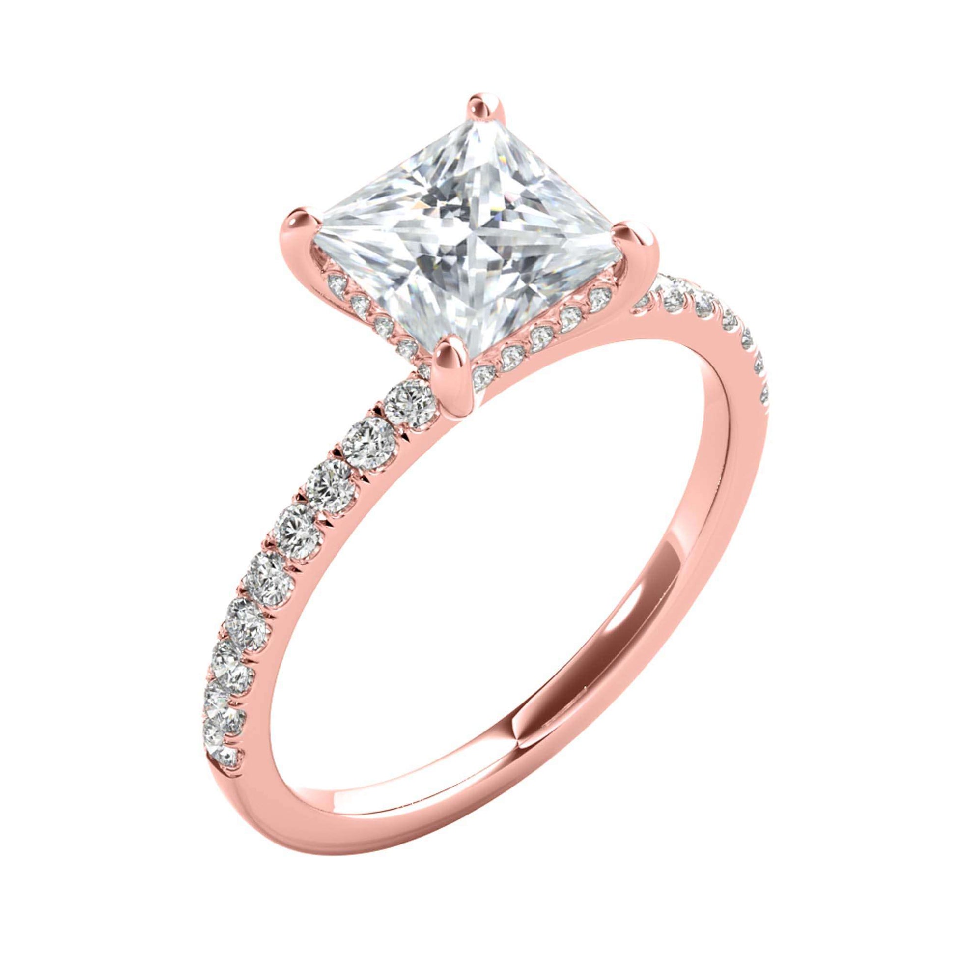 MAULI JEWELS 1.55 Carat Princess Moissanite Natural Diamond Engagement Rings In 14K Solid Rose White Yellow Gold Mauli Jewels
