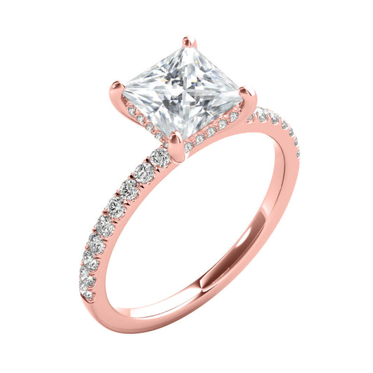 1.55 Carat Natural lab Diamond Moissanite Princess Engagement Rings In 14k Gold For Women Mauli Jewels