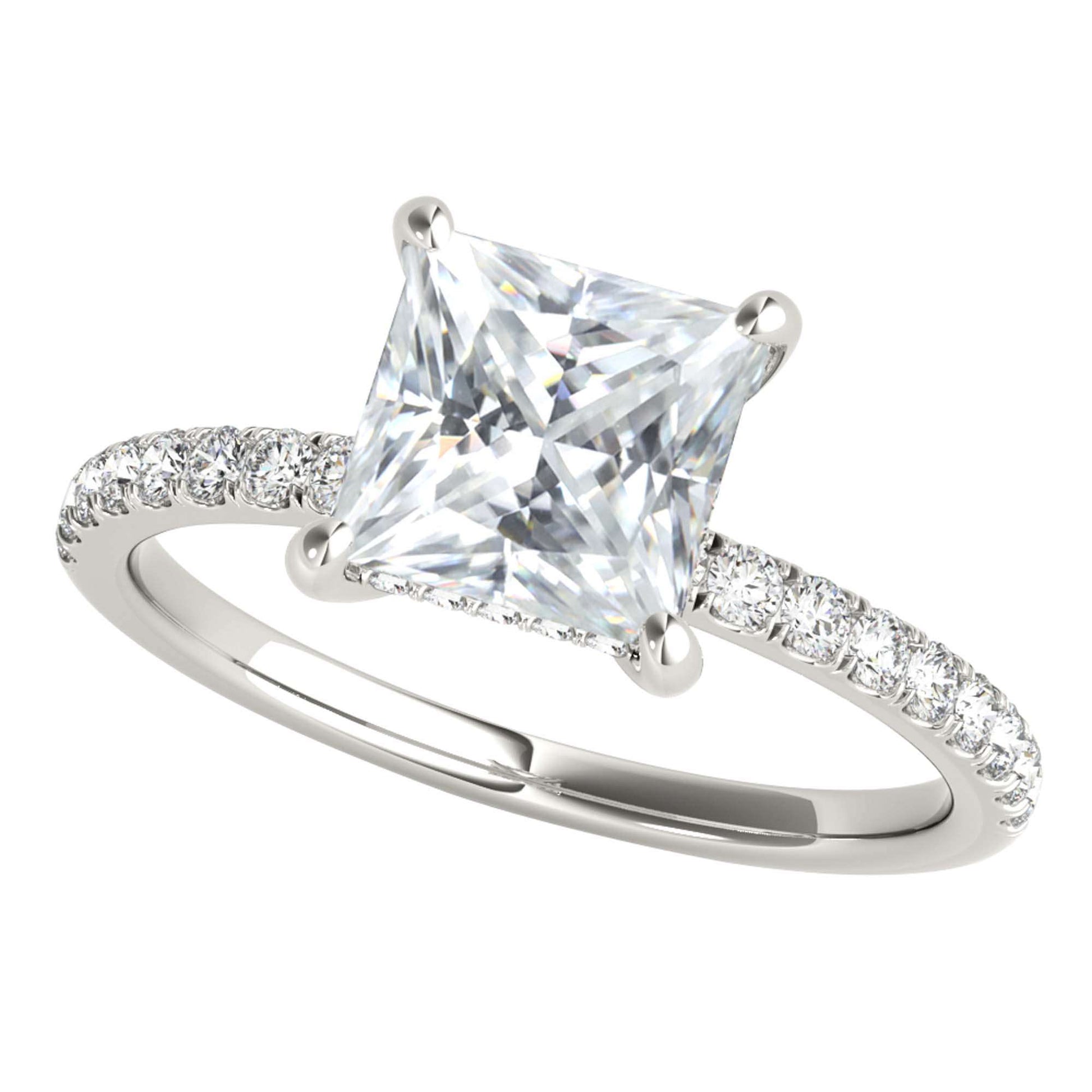 MAULI JEWELS 1.55 Carat Princess Moissanite Natural Diamond Engagement Rings In 14K Solid Rose White Yellow Gold Mauli Jewels